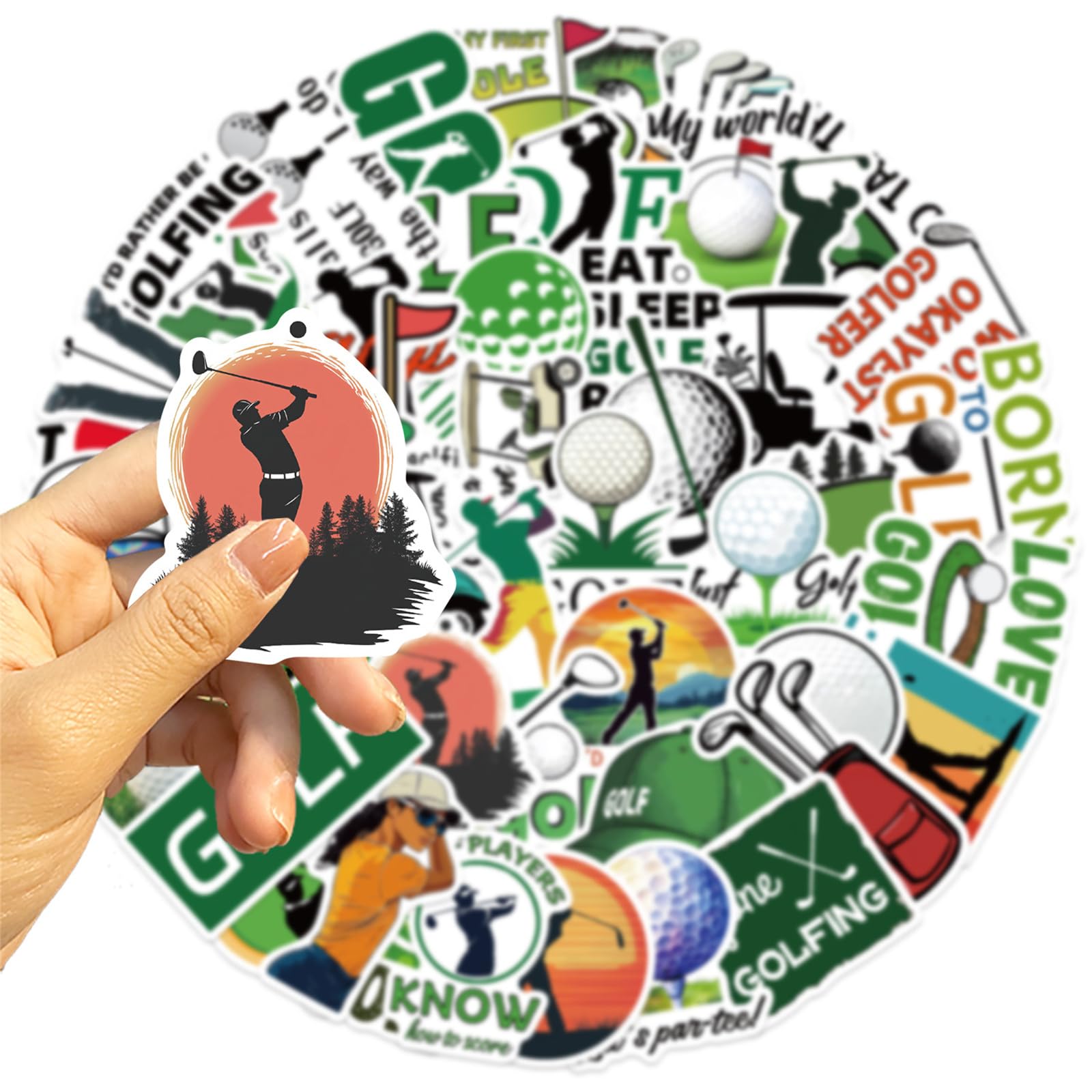 Themed Waterproof Stickers Set Pack of 50Pcs Golf Theme Decal for DIYer Luggage Laptop Phone Case Decors Golf Stickers