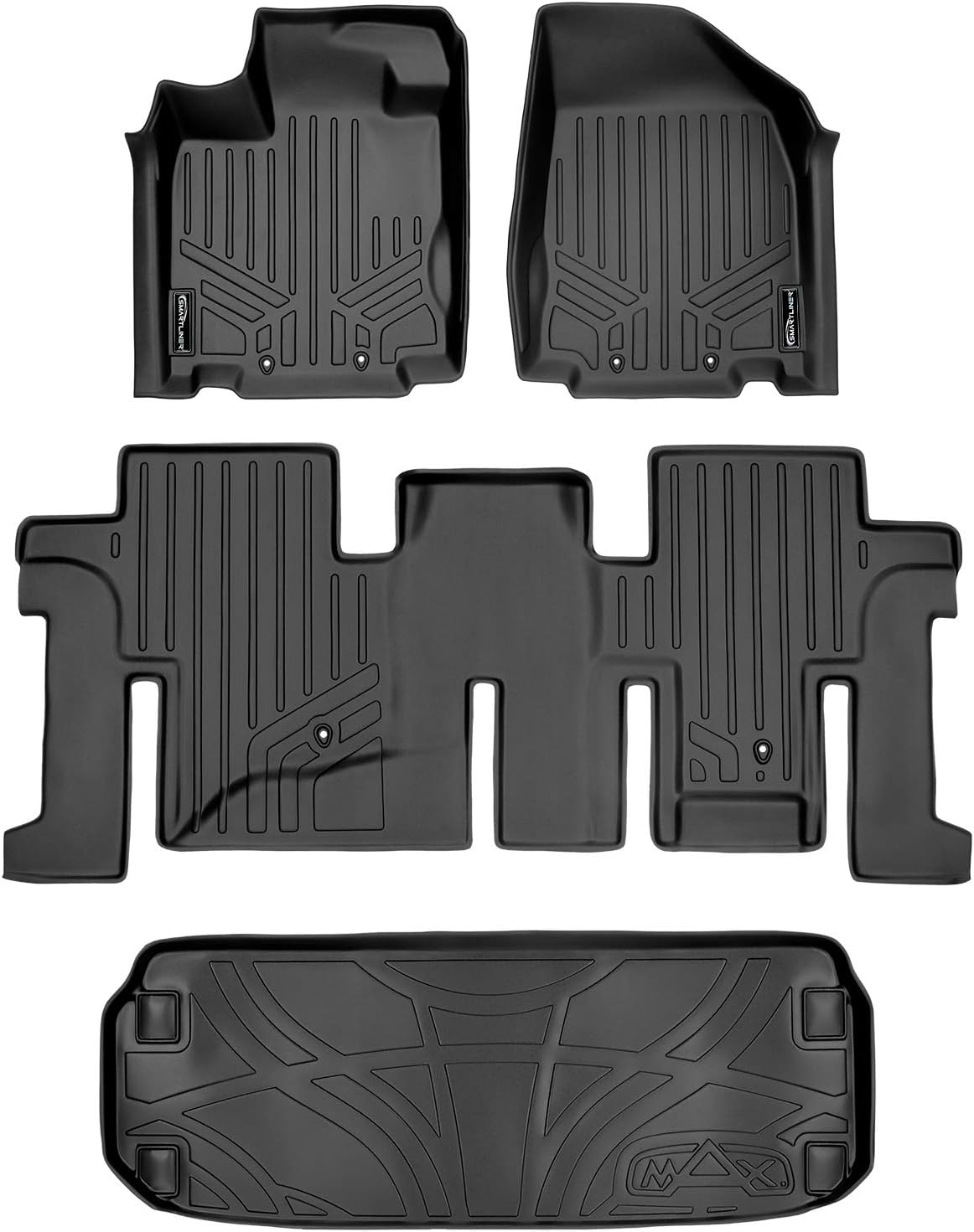 SMARTLINER Floor Mats 2 Rows and Cargo Liner Behind 3rd Row Set Compatible with 2013-2013 Infiniti JX35