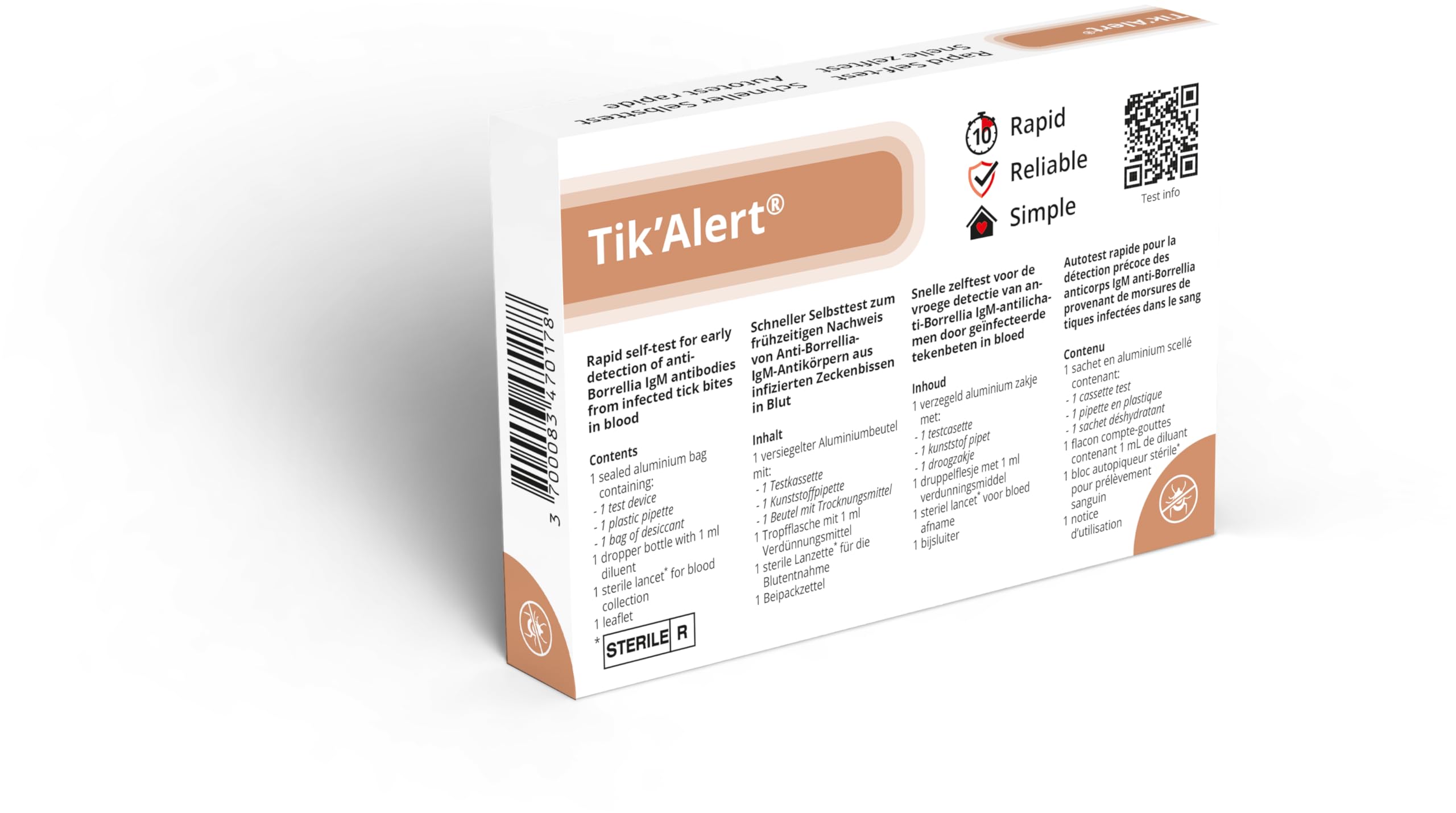 Tik'Alert - Prueba rápida de garrapatas, 2 unidades, autoprueba para la detección temprana de la enfermedad de Lyme de picaduras de garrapatas infectadas, autoprueba para el hogar