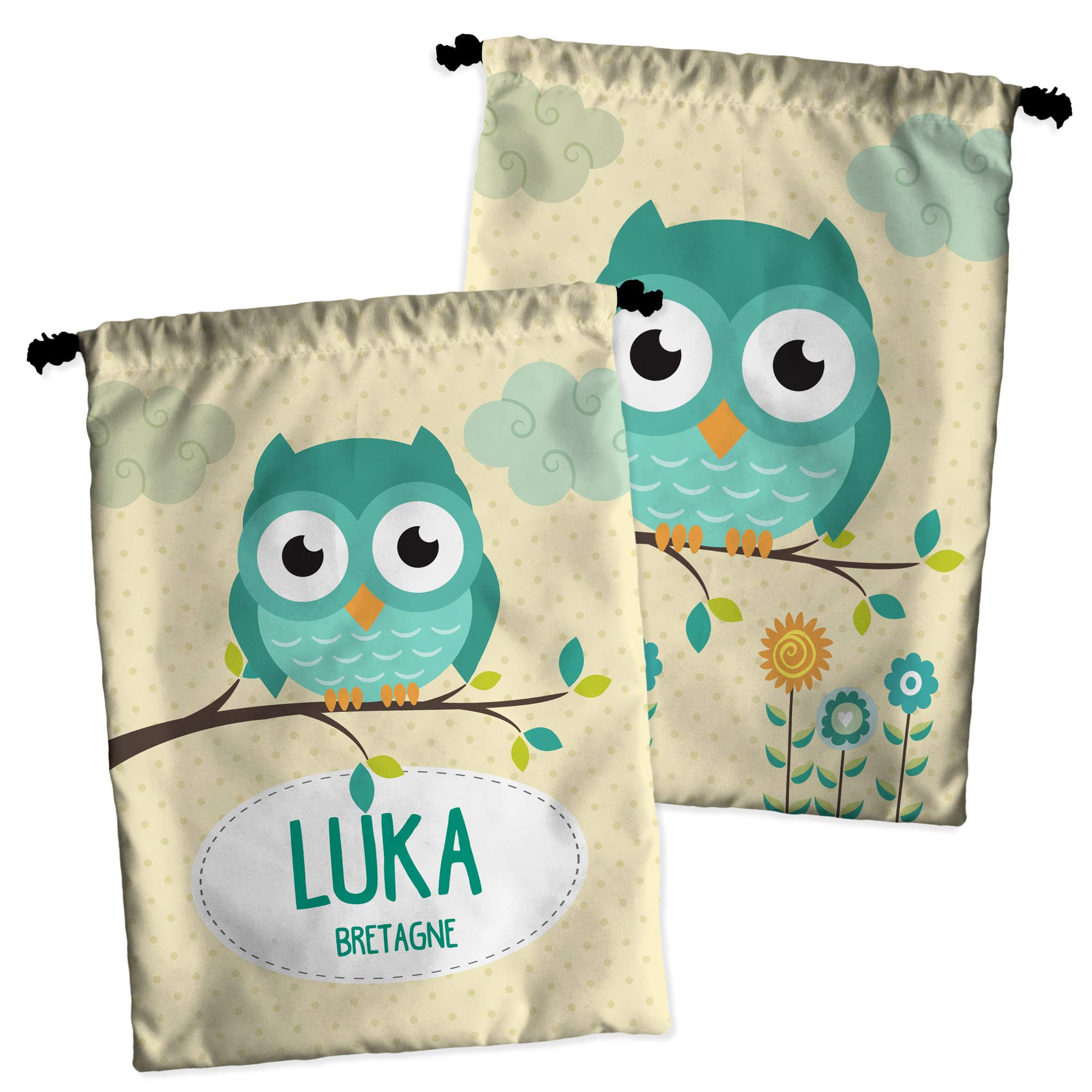 Sac à Goûter Personnalisable Avec Nom - Tissu Polyester, Lavable, Pour école Ou Activités Enfants