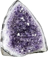Vista 1 de Rockcloud Figura de cristal de cuarzo de amatista púrpura natural, geoda drusa para decoración del hogar, adorno de escritorio autoportante
