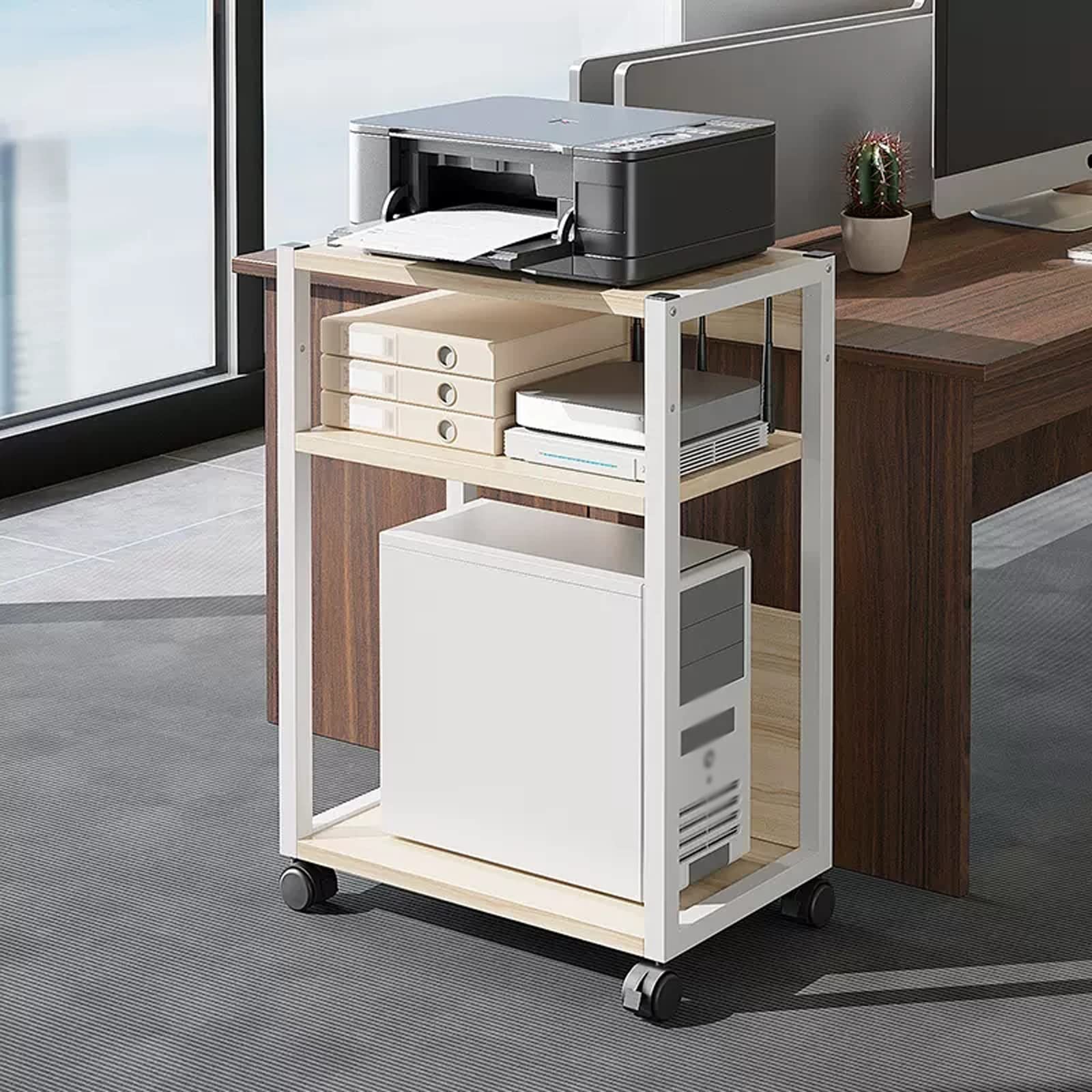 Stampante Piedistallo Supporto for stampante a 3 livelli for torre CPU Carrello for regolabile, for macchina con ruote, Rack di stoccaggio for ufficio e casa