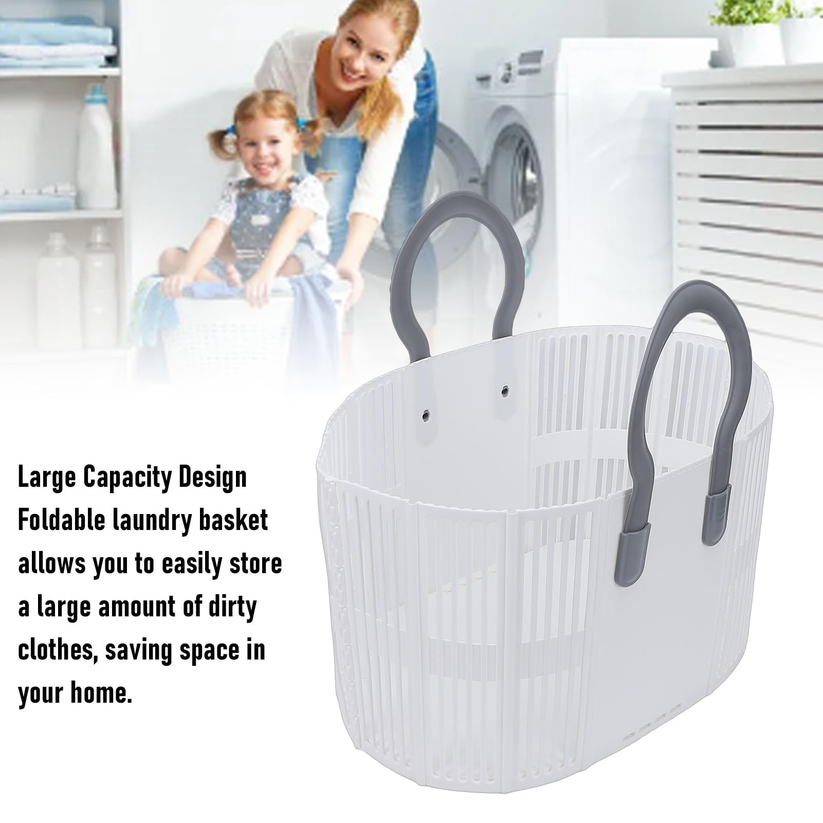 Fockety Cesto per la Biancheria, Cesto per la Biancheria Pieghevole di Grande capacità Organizzatore di Stoccaggio Pieghevole con Manici Robusti Fori di Ventilazione per Bagno Lavanderia