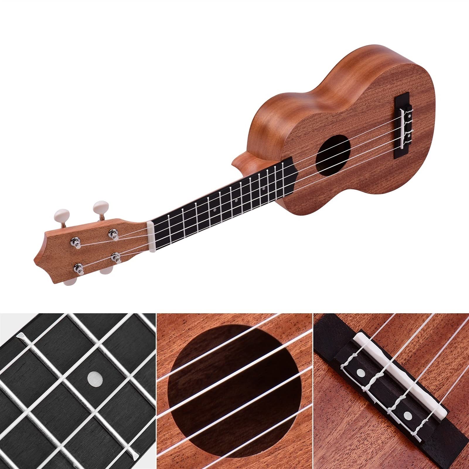 Ukulele koncertowe Początkujący Ukulele 21- calowy Akustyczny Sopranowy Most Podstrunnica Z Zestawem UKE (Color : Red)