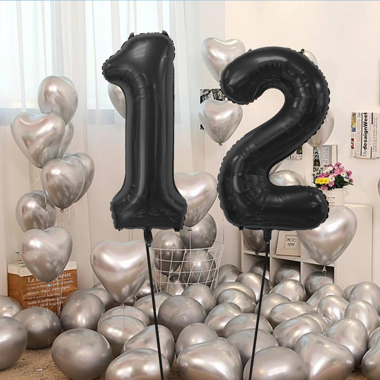 Lot De 2 Grands Ballons De Jeu Avec Chiffre 11 Chiffres Noir