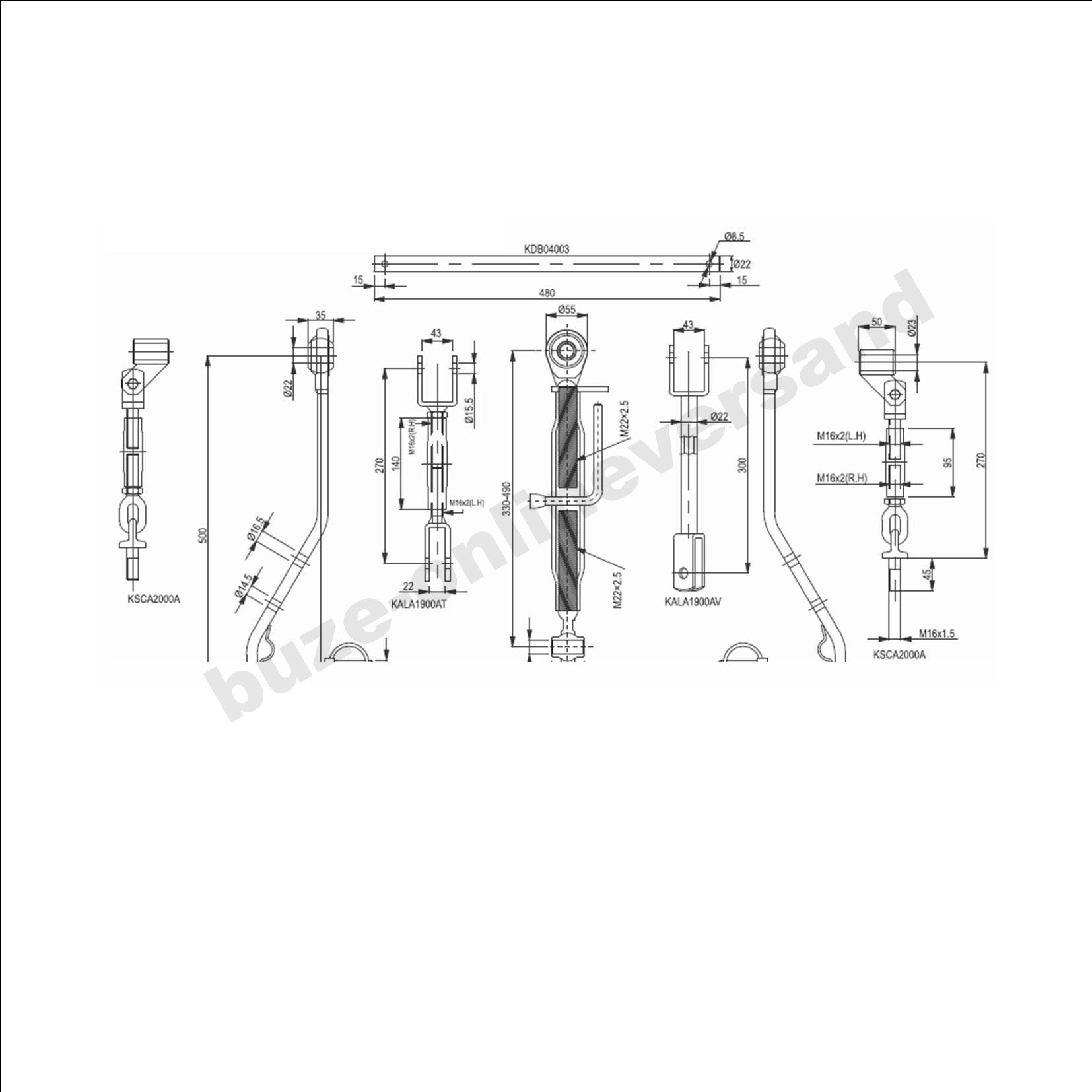 BUZE Heck - Dreipunktaufnahme 500 mm für Kubota/Kat 1
