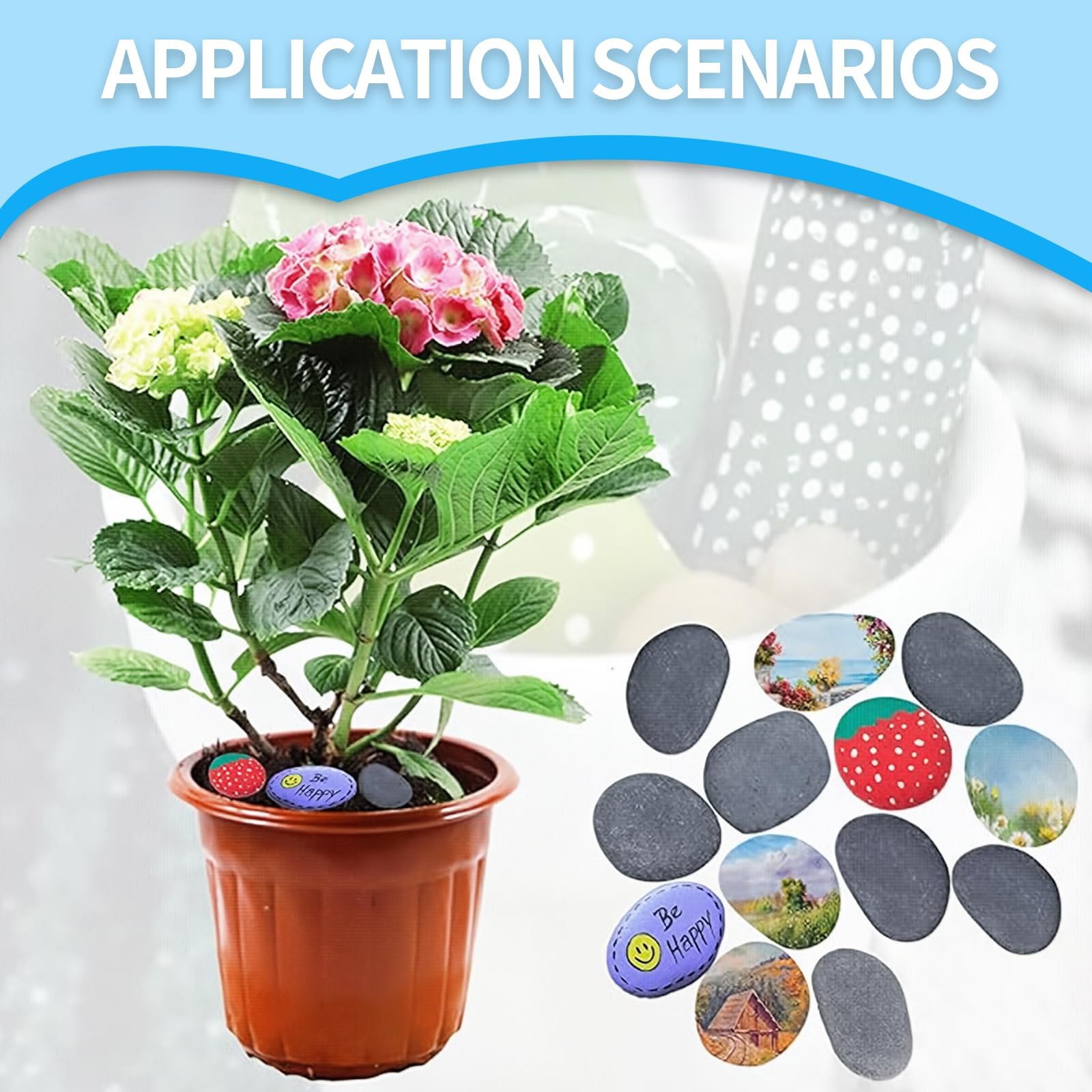 NCOALE 40 pcs Pebbles for Painting 3-5 cm Flat Rocks for Painting Smooth Natural Rocks Decorative Stones for Garden DIY Craft School - Image 3