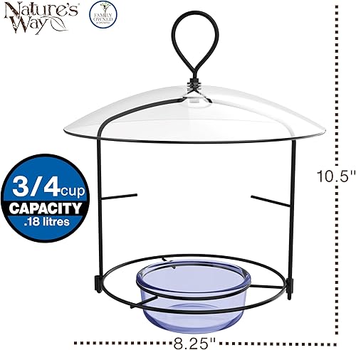 Miniatura 3 de Nature's Way BBFM1 Bluebird Buffet - Comedero metálico para pájaros con deflector protector, comedero para pájaros silvestres al aire libre y