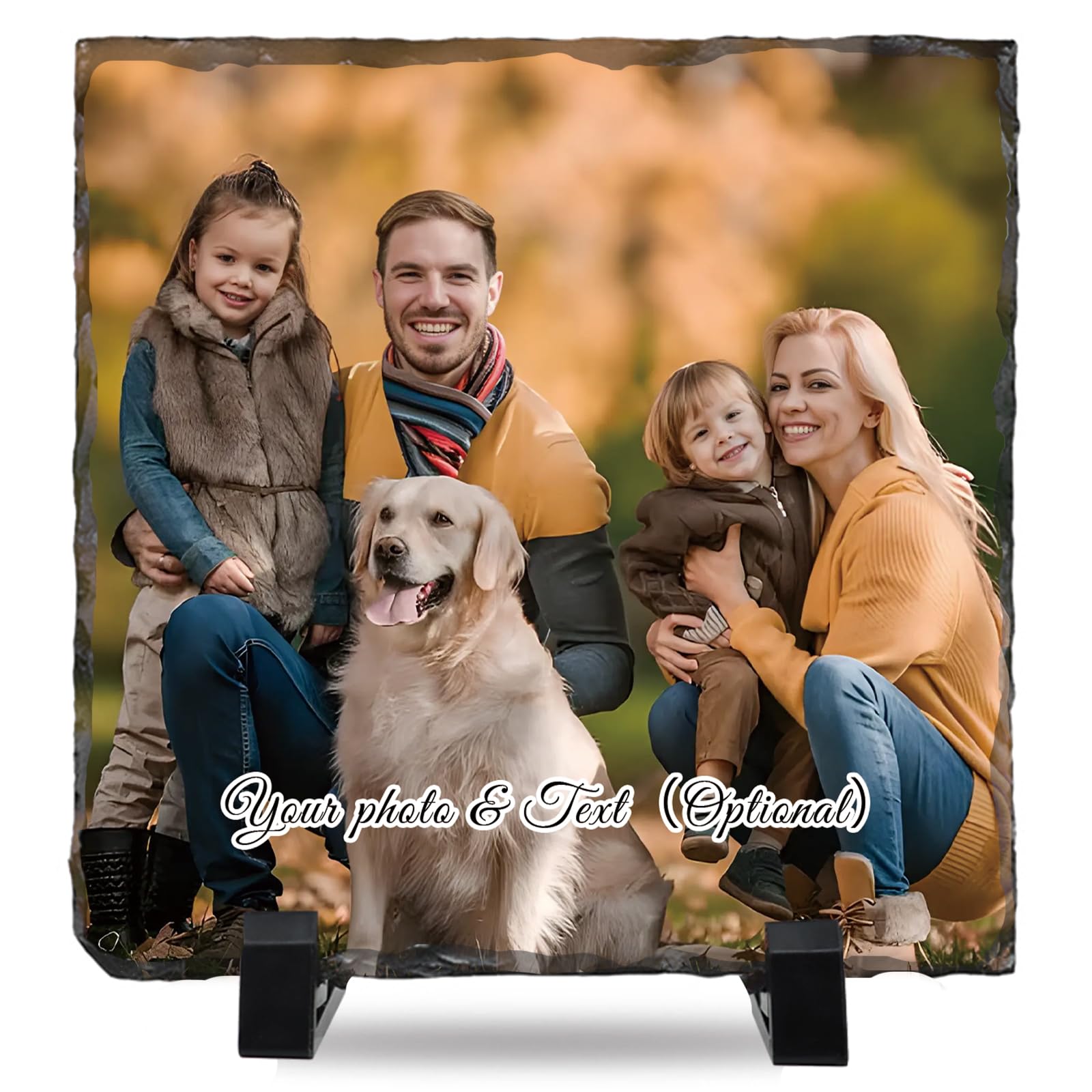 ALBK Personalised Photo Slate - Personalised Gifts, Personalised Photo Frame, Add Your Photo, Customised Slate Plaque, Gifts for Mothers Day, Fathers Day, Birthday, Christmas (Square,10cm,15cm,20cm) โ image 1