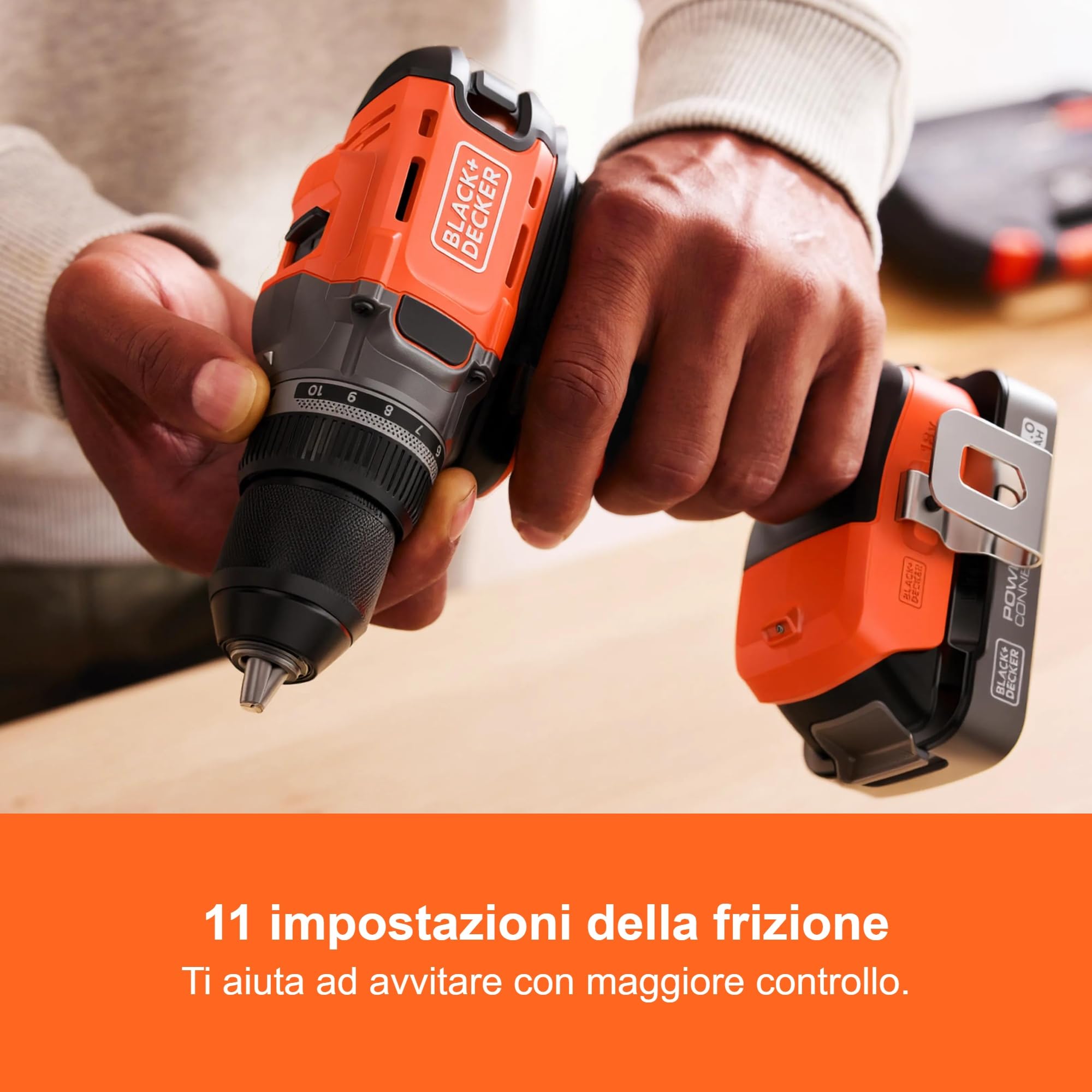 BLACK+DECKER Trapano Avvitatore Senza Fili 18V, Coppia Massima 45Nm, 2 Impostazioni di Velocità, Mandrino Autoserrante e Luce LED, BCD382XN-XJ | Coppia Massima 45Nm, 2 Impostazioni di Velocità, Mandrino Autoserrante e Luce LED