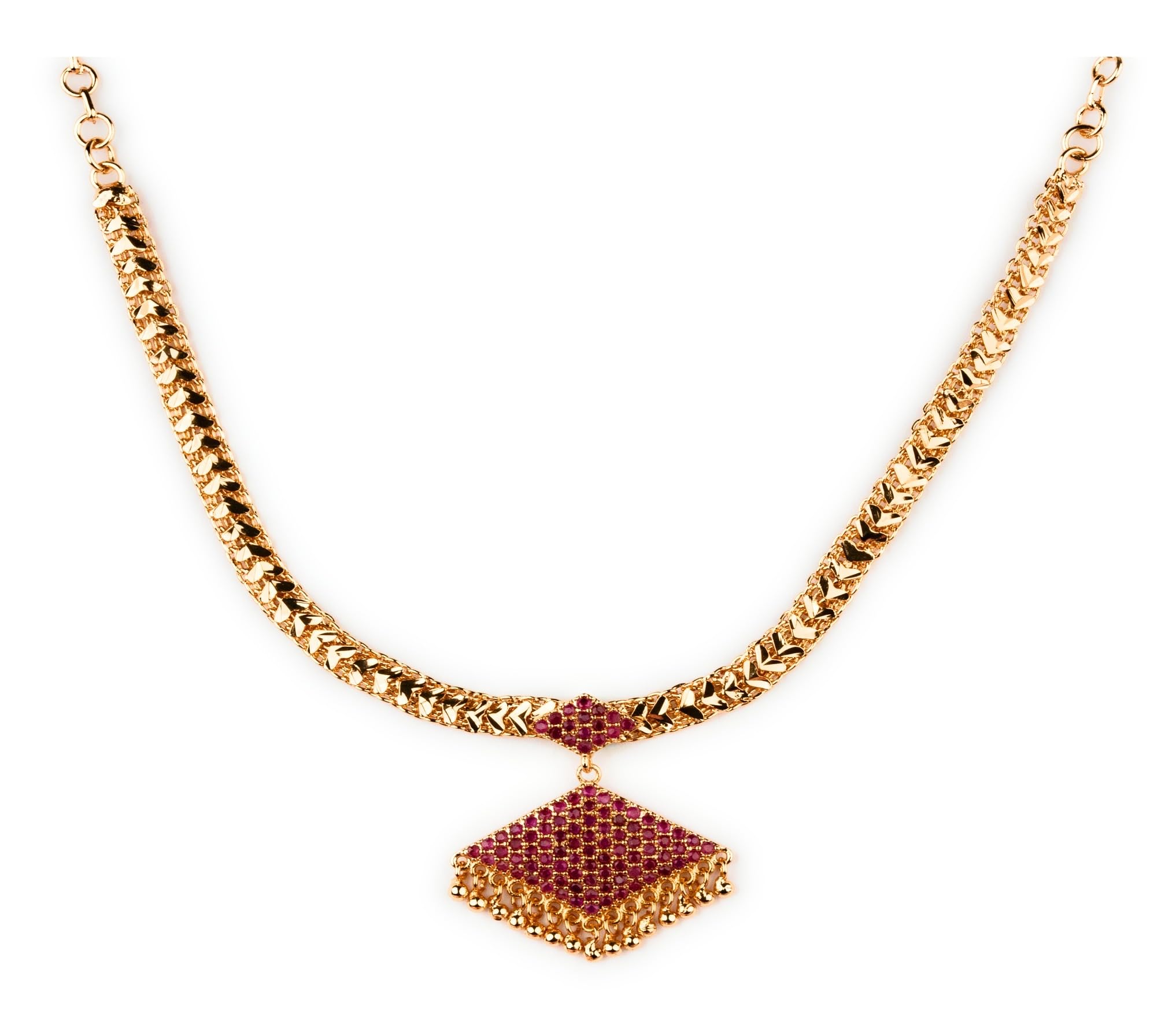 Sasitrends Traditional Micro Gold Plated Triangular Shaped Pendant Necklace for Women & Girls (Ruby) (B0B6239336) Amazon Price History, Amazon Price Tracker