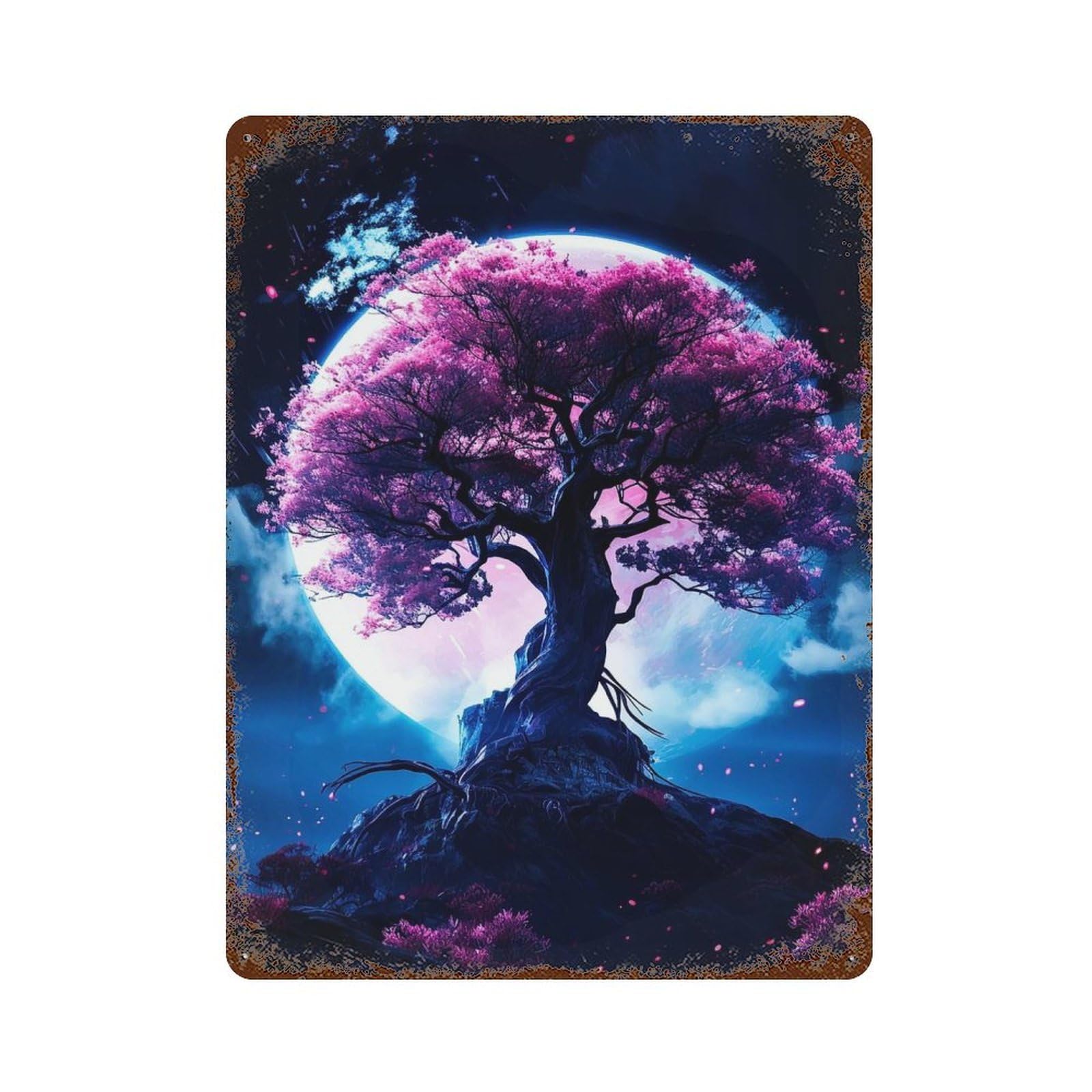 Fantasy Landscape Rustic Tin Plaque 15.7"x11.8", for Shed, Workshop And Garage Wall Decor, Shabby Chic Decor