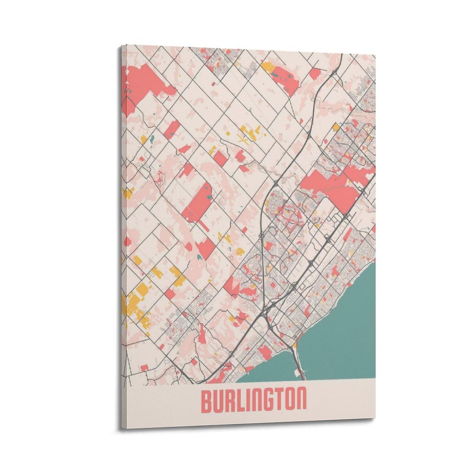OKAHYS Canada Burlington Vintage Map Poster Decorative Painting Canvas Wall Artworks Picture 20x30inch(50x75cm)