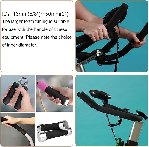 Vista 6 de uxcell Tubo de espuma para soporte de agarre de mango, aislamiento de tubería para revestimiento exterior de tubería, 0.118 in de diámetro