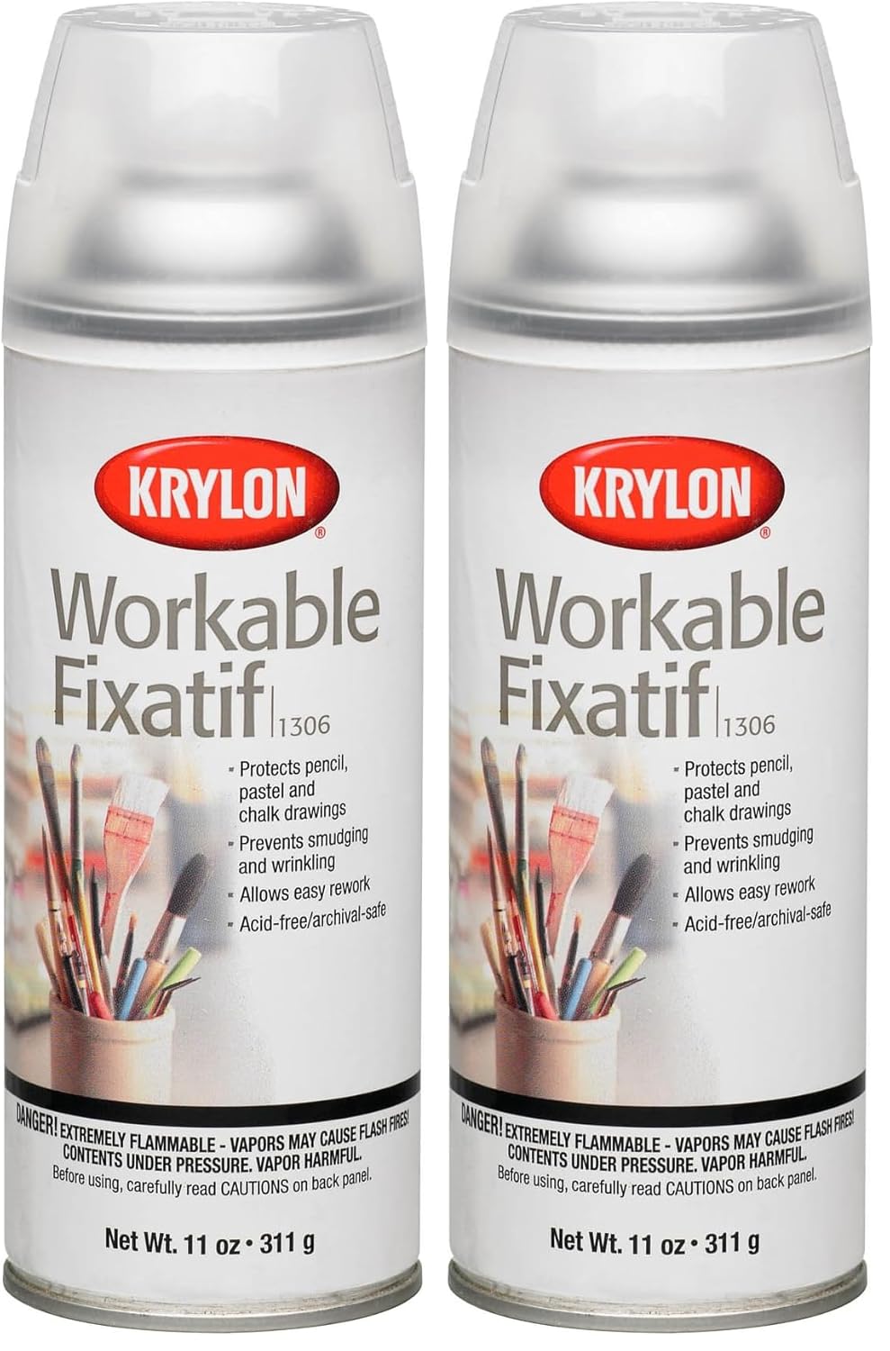em Krylon K01306 Workable Fixatif Spray Clear, 11-Ounce Aerosol,Matte (Pack of 2)<br>