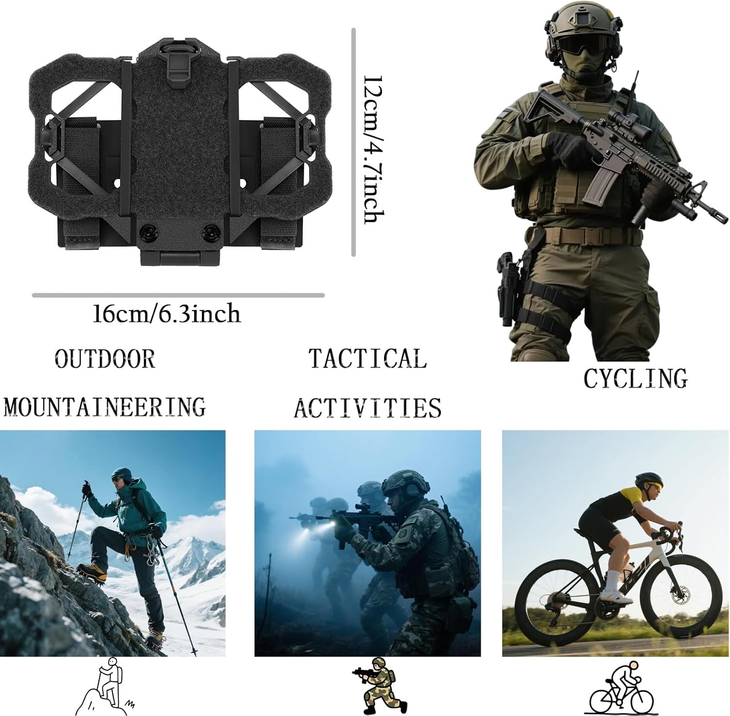 Tactical MOLLE Phone Holder for Plate Carrier Accessories - Fits 4.7"-6.4" Smartphones - Secure Chest Mount