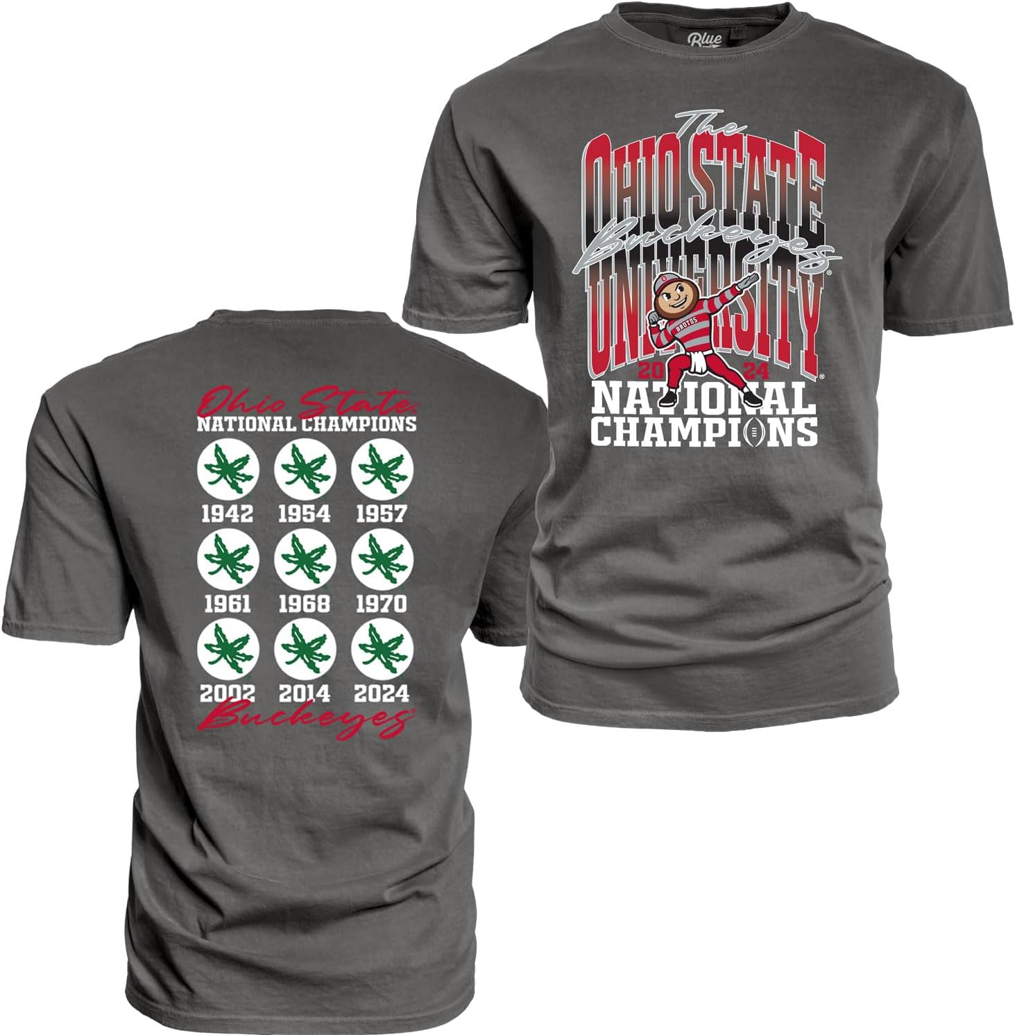 NCAA Officially Licensed Ohio State Buckeyes National Champs 2024 T-Shirt Dyed Black Front/Back