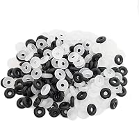 Jmassyang 200pcs Silicone Rubber Stopper O-Rings 2mmx6mm Spacer Beads Anti-Skid Gaskets for DIY Jewelry Bracelets Necklaces - Black & Transparent
