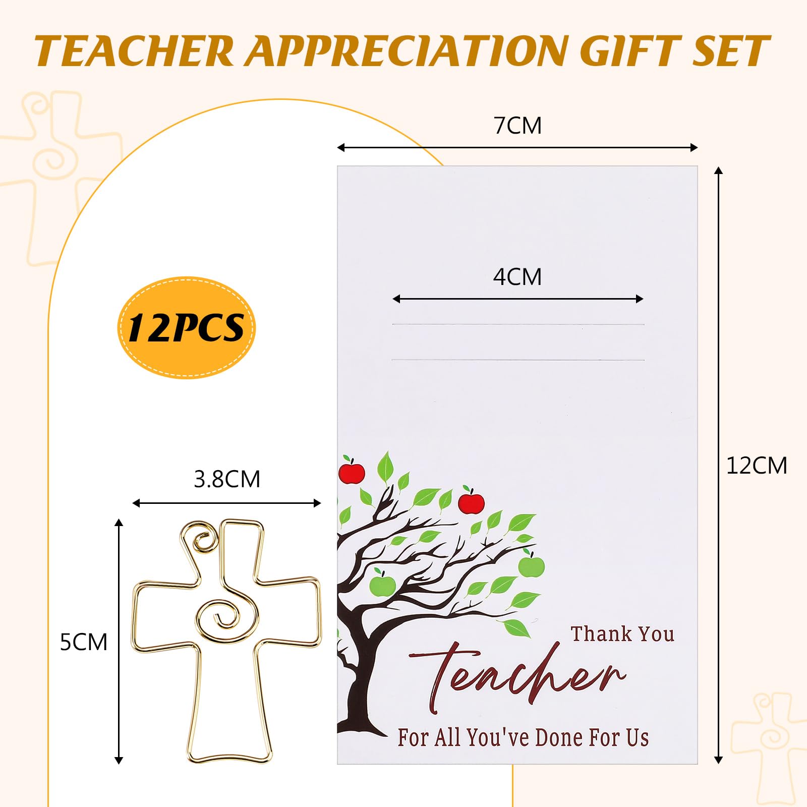 Skyygemm 12 juegos de marcapáginas grandes con cruz dorada, marcapáginas de la Biblia cristiana, clips de papel religiosos, regalo de agradecimiento para profesores, suministros de estudio escolar