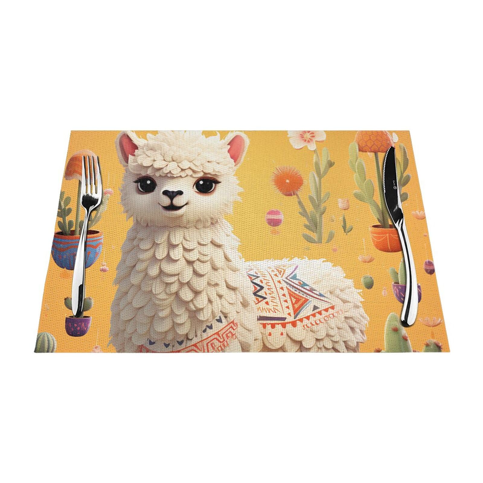 Set de table en vinyle alpaga 30x45 cm lot de 6 lavables pour cuisine
