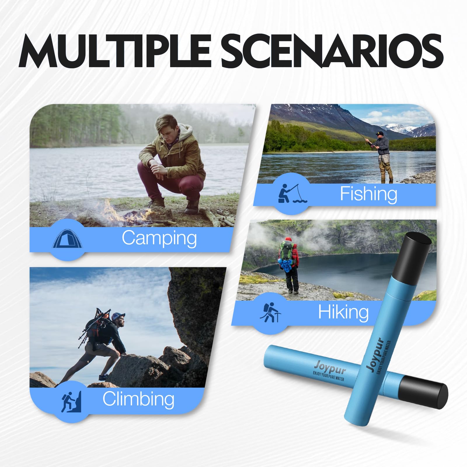 Filtro Acqua Portatile - Filtro dell'acqua personali con capacità di filtraggio di 1000 L Filtro acqua potabile per campeggio sopravvivenza emergenza ecc. (Blu * 3)