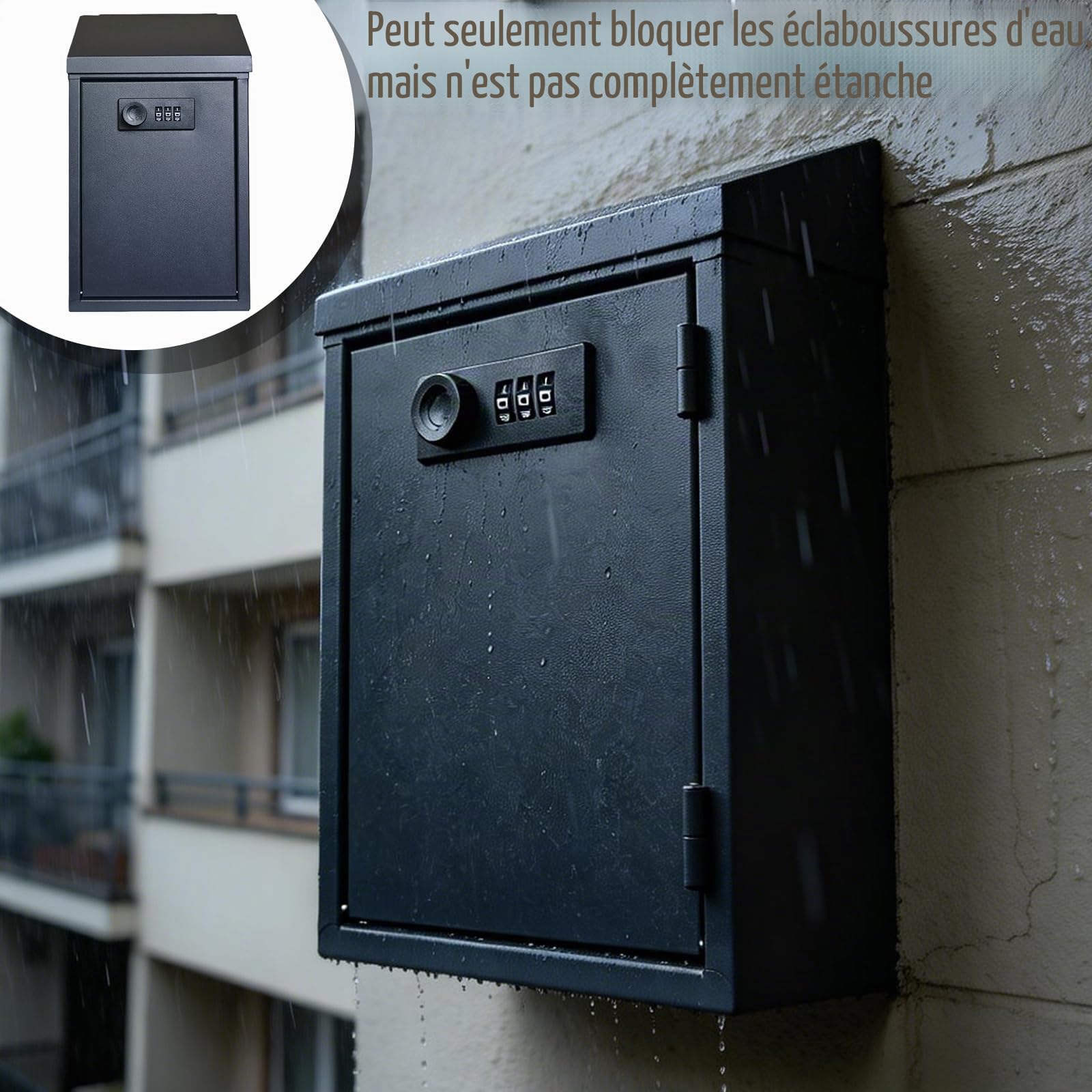 Boîte aux Lettres en Métal, 150x82x255mm Boîte aux Lettres Murale Verrouillable, Boîte aux lettres Murale en Acier, boîte aux Lettres Noire avec Serrure Combinaison pour Utilisation Bureau Maison Noir