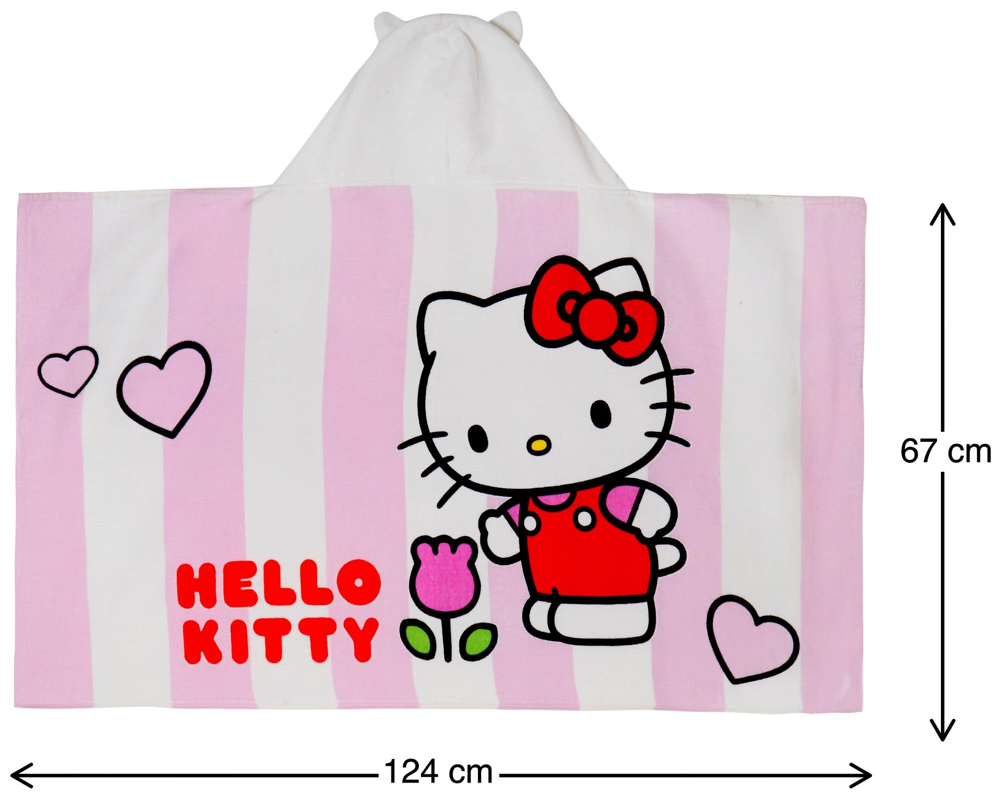 Hello Kitty Asciugamano con cappuccio con cappuccio 3D, poncho per ragazze, in cotone, telo da spiaggia, asciugamano da bagno, accappatoio