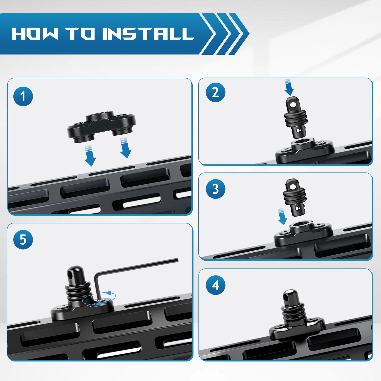 QD Sling Swivel Stud per QD Sling Mount, in acciaio resistente, adattatore a sgancio rapido con pulsante
