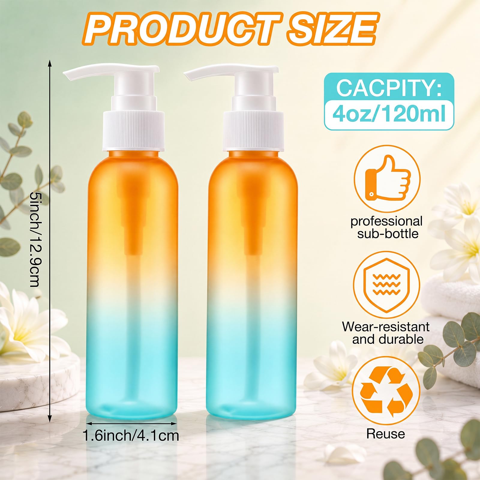 Nuenen 48-Piece 4 oz Refillable Lotion Pump Bottles
