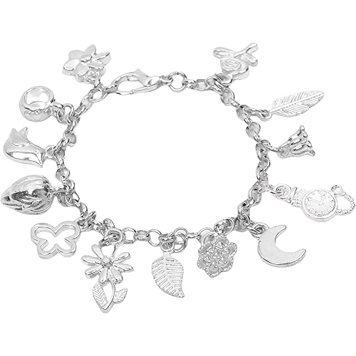 Charm Bracelets For Women Sterling Silver 13 Small Pendants Charm Bracelet For Women 925 Silver Plated