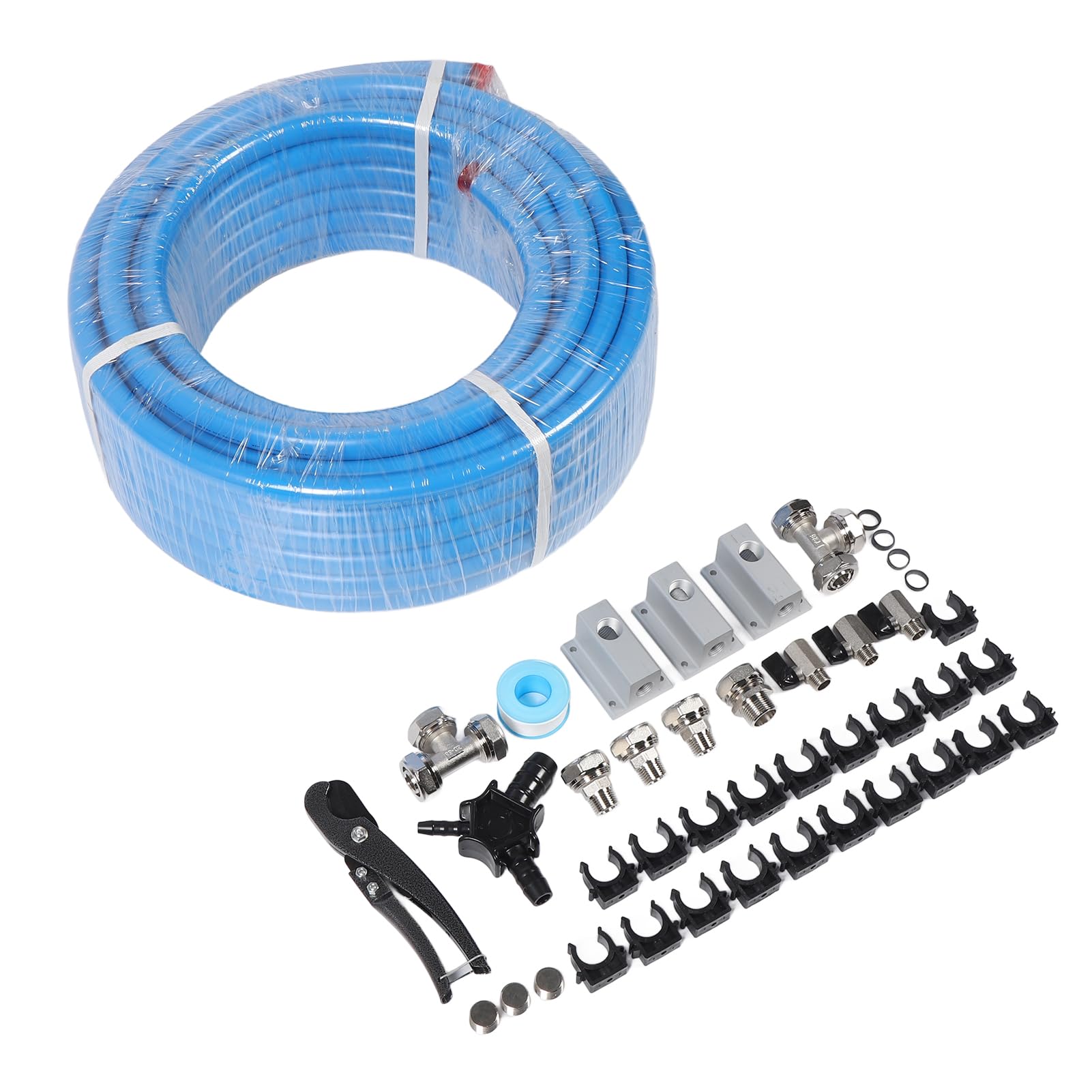Alomejor de Tuberías de Aire Comprimido, Kit de Línea de Aire de Taller de Aluminio HDPE de 3,4 Pulgadas X 100 Pies, Compresión de Junta Tórica de 200 PSI, Instalación Rápida Flexible para