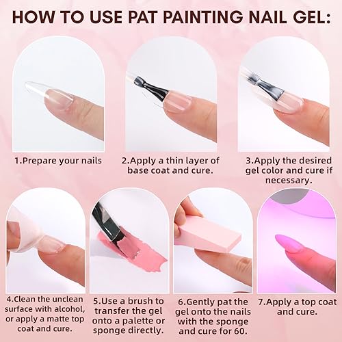 Miniatura 8 de Makartt Pat Ombre Gel 6 esmaltes de uñas de gel color nude con esponja y cepillo de uñas, gel de pintura degradada, ideal para principiantes de