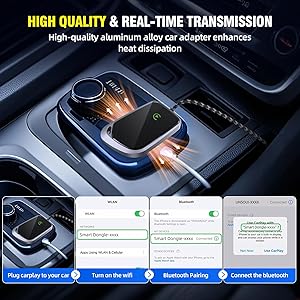 EZHAUS Wireless CarPlay Adapter, 2025 Upgraded Plug & Play Convert Wired to Wireless for iPhone, Low Latency Car Play Adapter Wired CarPlay to Wireless, Mini Car Play Dongle for iOS 10+(Black Gray)