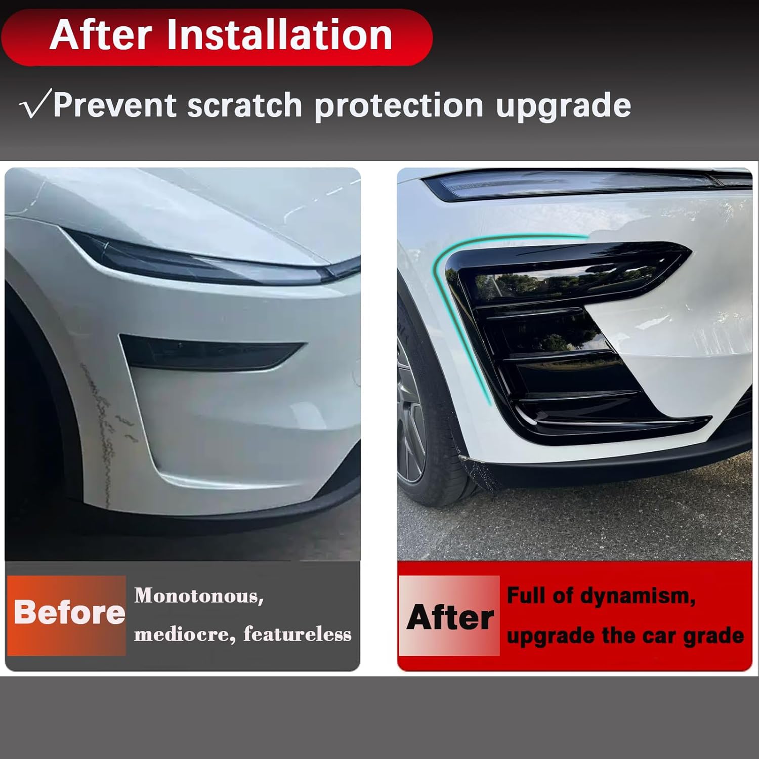 yhcdsea for 2025 2026 Tesla Model Y Juniper Front Fog Light Cover Trim Eyebrow Frame Decorative Accessories (Juniper-Glossy Black)