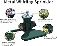 Vista 2 de Biswing Paquete de 3 aspersores de césped, rociadores cuadrados de metal resistente, riego de área grande de 360 grados, rociadores de agua