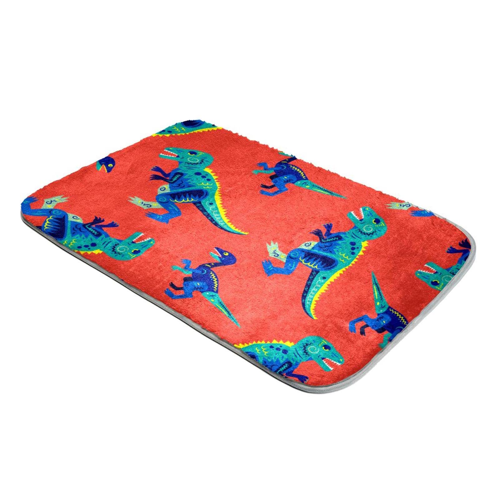 Tapis à poils longs dinosaure rouge fausse fourrure chambre enfant shaggy doux