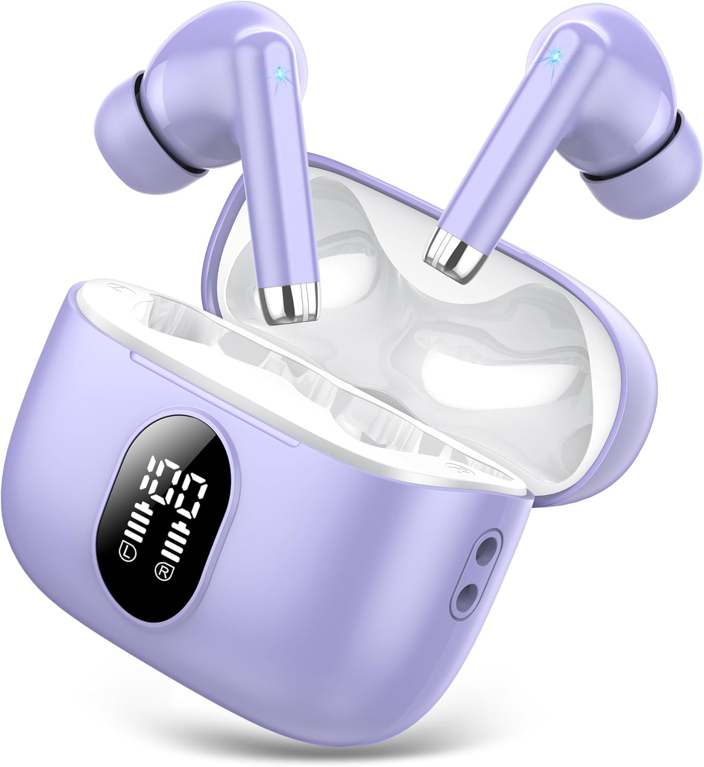 QXQ 2026 Nuovo Cuffie Bluetooth, Auricolari Bluetooth 5.4 Hi-Fi Stereo con 4 ENC Mics, 40 Ore Mini Cuffie Wireless Cancellazione Rumore Cuffiette Bluetooth, Cuffie Senza Filo per Android/iOS, Viola