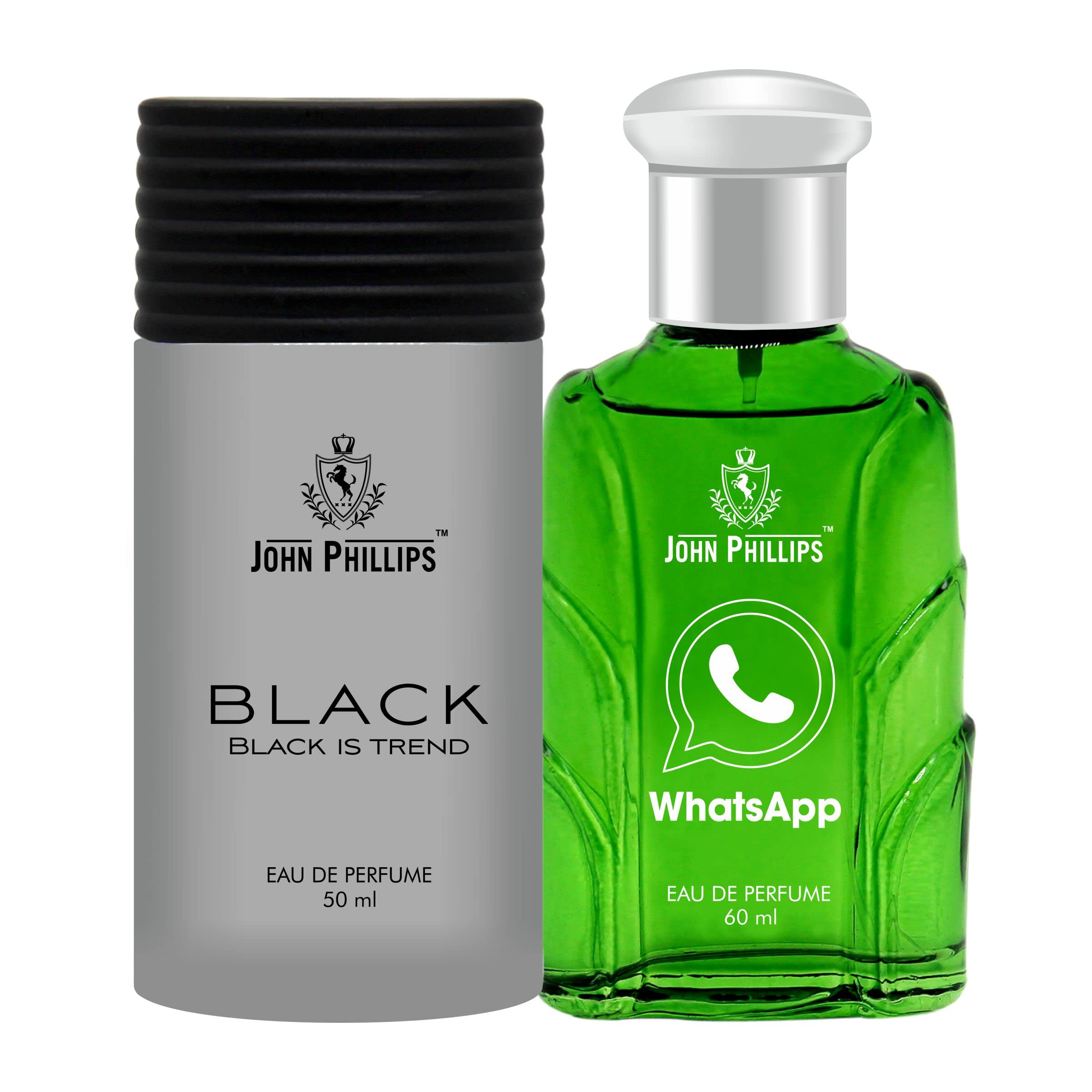 John Phillips Men & Women BLACK & WHATSAPP | Long Lasting | Combo Eau de Parfum (50 + 60ml)