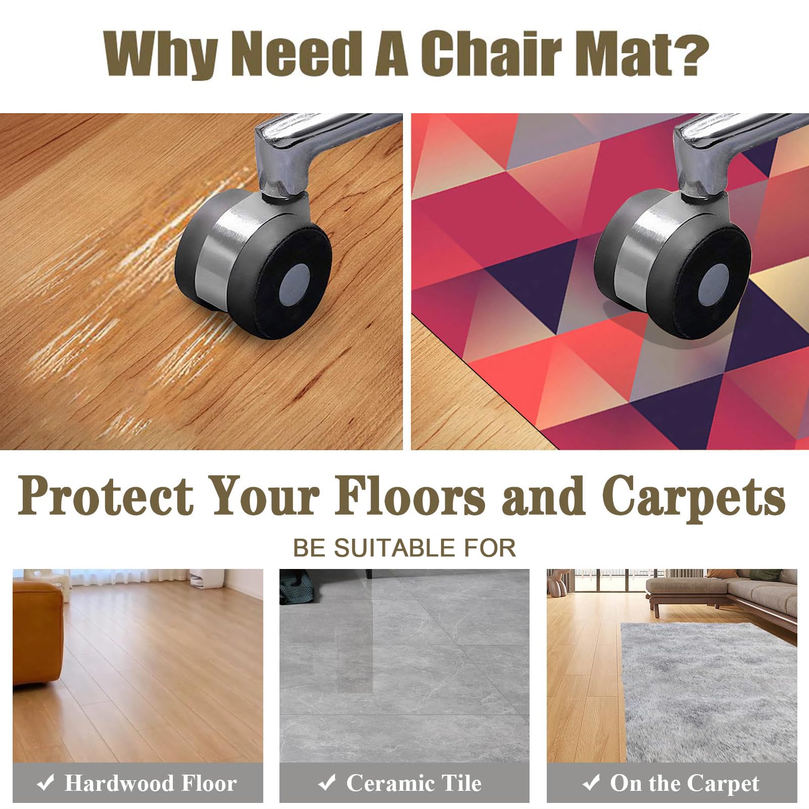 Tappeto Salvapavimento Per Sedia Ufficio 90x140cm - Antiscivolo Per Parquet E Piastrelle, Nero - Foto 4