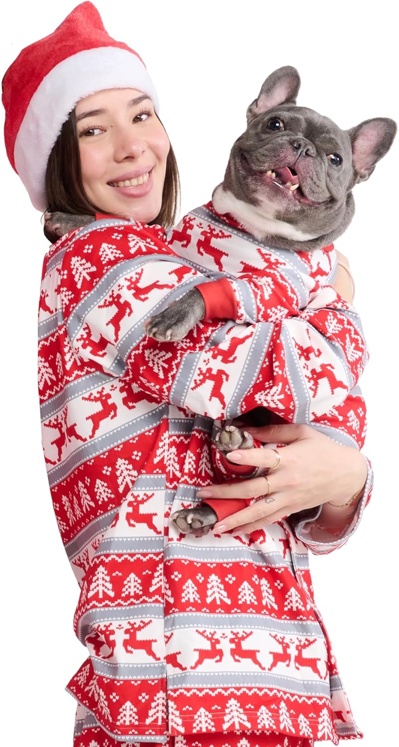 Spark Paws Christmas Matching Dog and Owner Pajama Top, Festive Holiday Family Outfit Sets