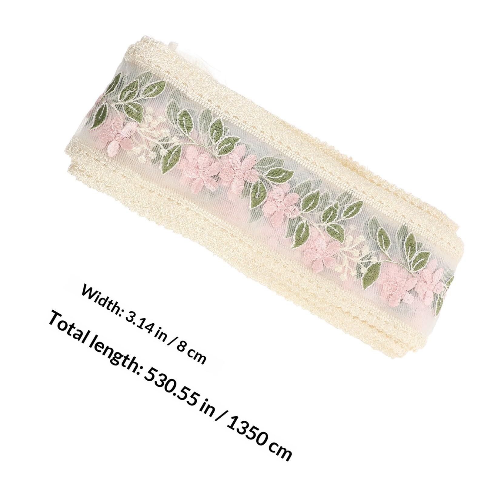 PLAFOPE Cinta de Encaje Bordado Patrón de Flores Tejido Elegante de 15 Yardas para Manualidades y Costura Adecuado para Cortinas y Manteles en Creación