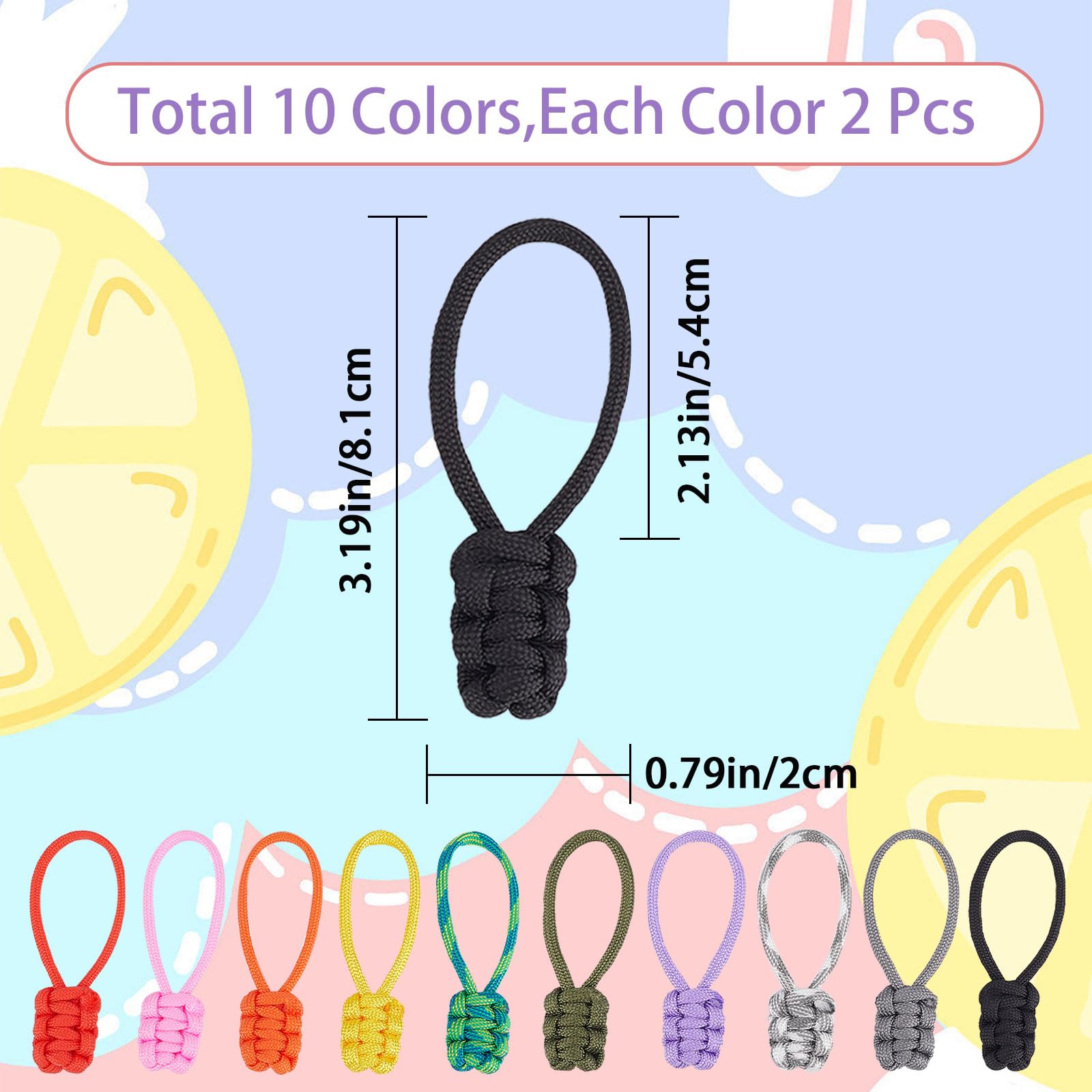 GORGECRAFT Lot De 10 Tirettes De Fermeture éclair Universelles En Nylon - Kit De Réparation De Fermeture