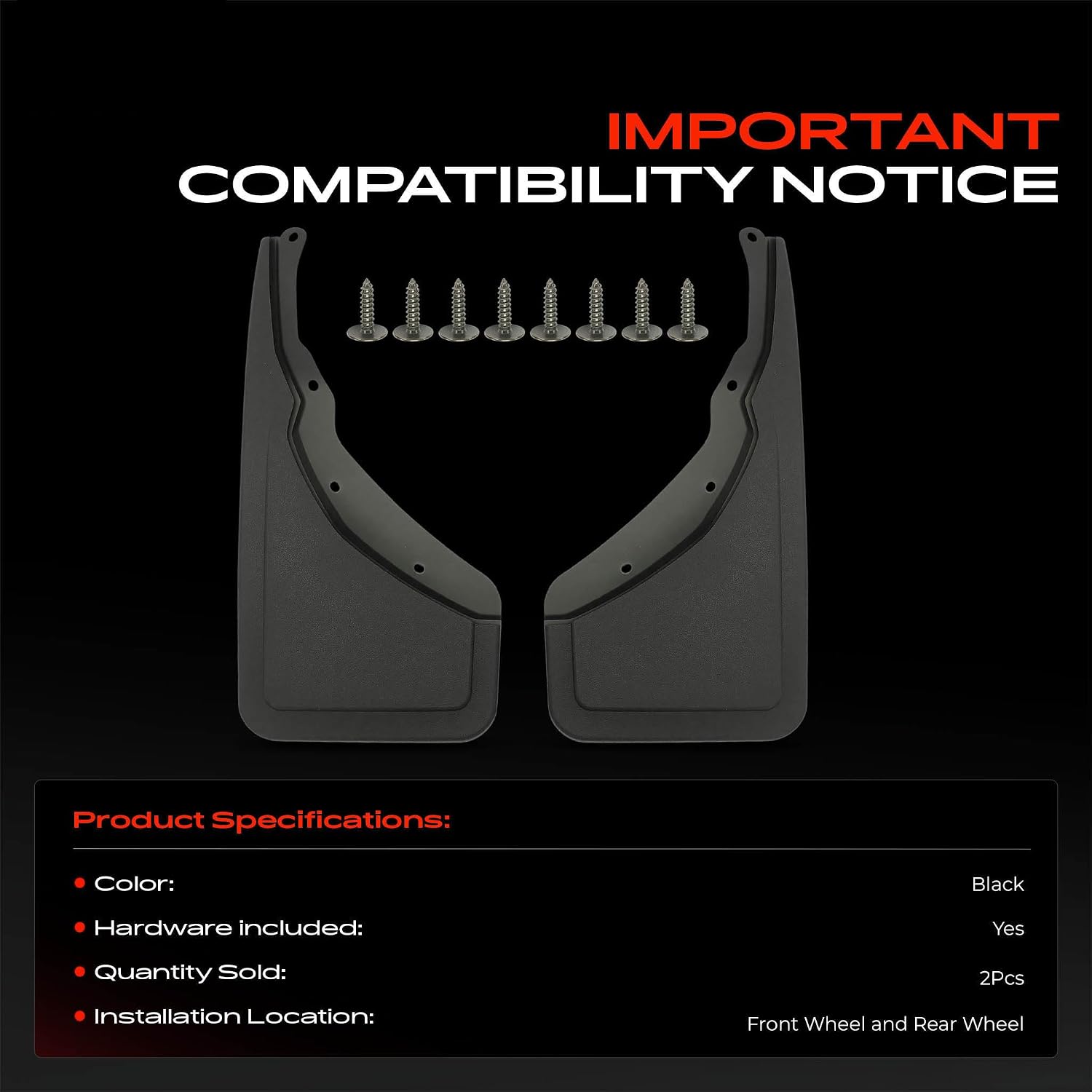 A-Premium Mud Flaps, No Drilling Required Splash Guards with Accessories image 3