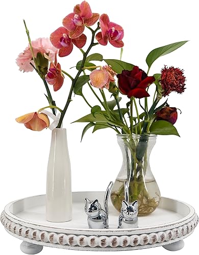 Miniatura 9 de Bandeja decorativa rectangular con cuentas de madera de 12 x 16 pulgadas, bandeja de servir marrón para sala de estar, mesa de café, cocina o