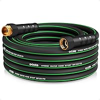 EOOIO 25FT Heavy Duty Garden Hose - Kink-Resistant Lightweight Flexible Hybrid Hose, Leakproof Brass Fittings, 5/8" Non-Expandable