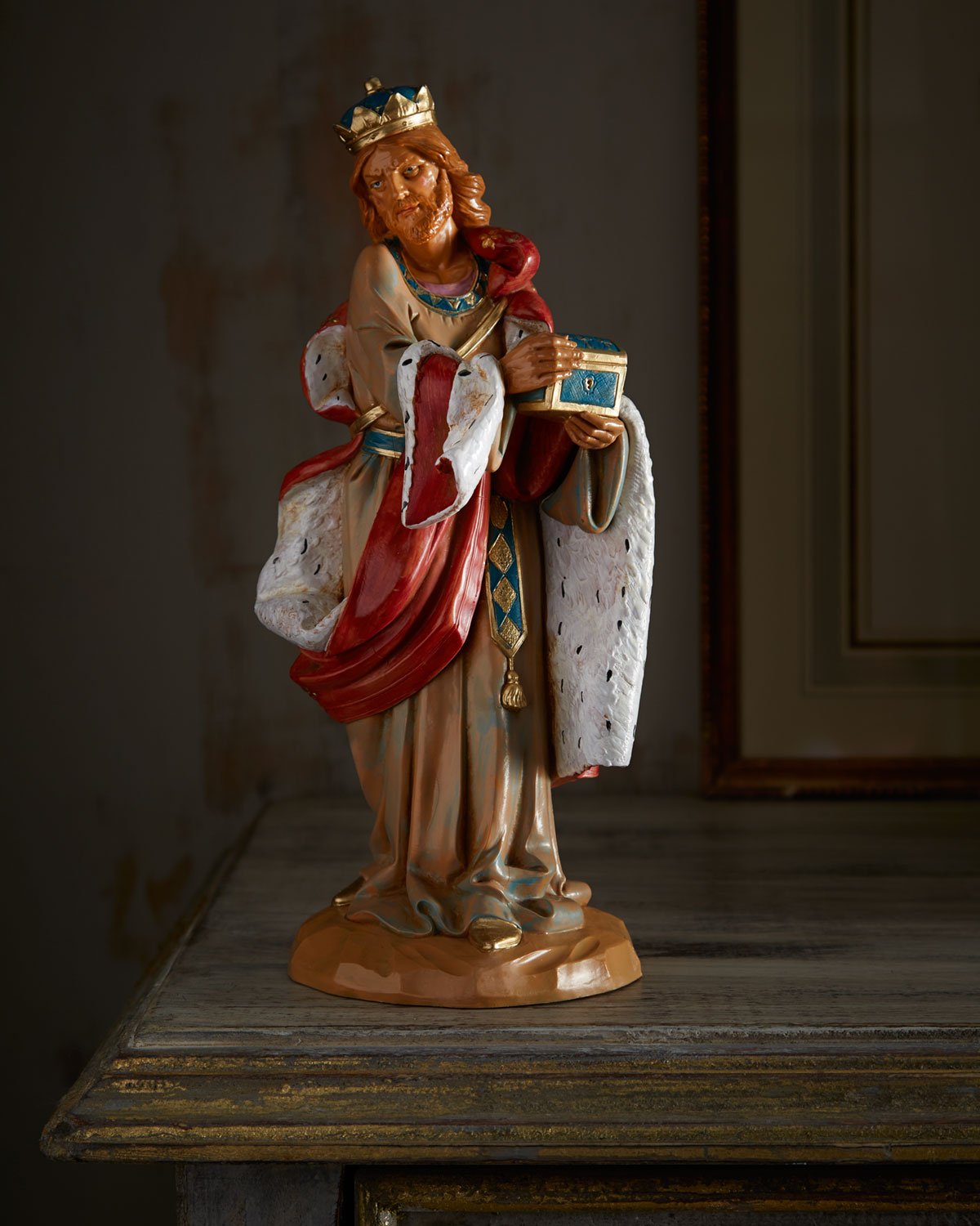Échelle King Melchior 30,5 cm : figurine de crèche de Noël aux détails peints à la main