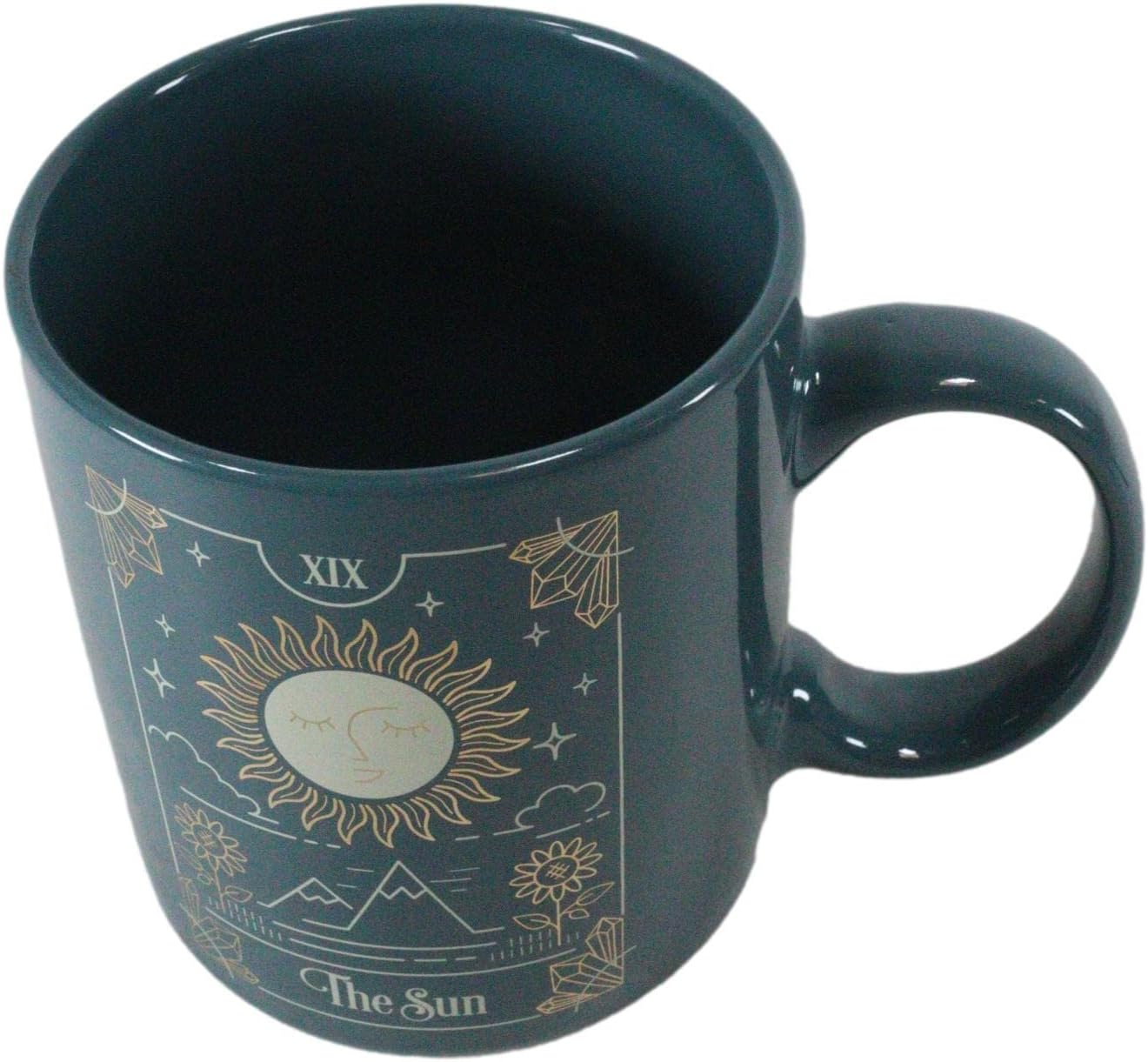 Ebros Gift Wicca Tarot Fortune Teller Pseudoscience Astrology Zodiac Gothic Alchemy Witchcraft Divinity Ceramic Coffee Tea Drink Cup Mug 11Oz (The Sun God Green And Gold Celestial Solar Star)