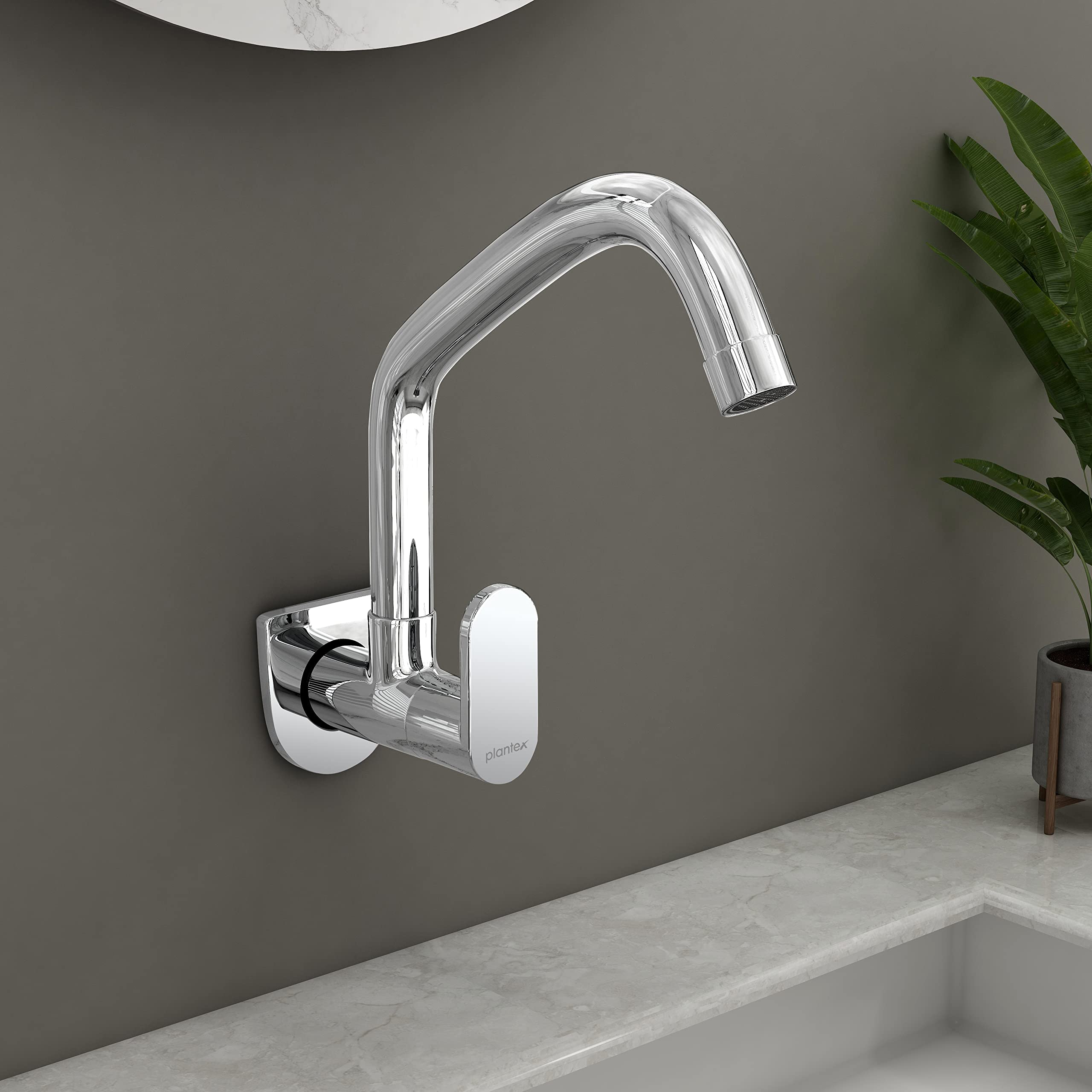 Plantex Pure Brass Single Lever Sink Tap with 360° Extended Swivel Spout for Kitchen/Tap for Kitchen Sink with Brass Wall Flange and Teflon Tape-7 Year Warranty (ORN-211-Chrome) (B092Z5RLGQ) Amazon Price History, Amazon Price Tracker