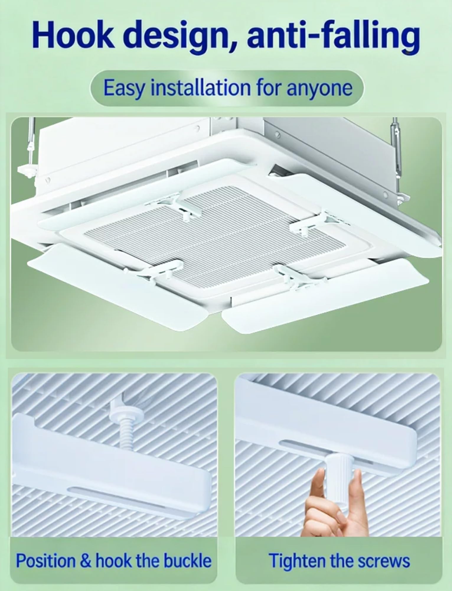 Deflettore del flusso d'aria per climatizzatore, Deflettore aria AC 11x56 cm 1/2/4 pezzi regolabile a 180 gradi | 4-pack 11x56cm