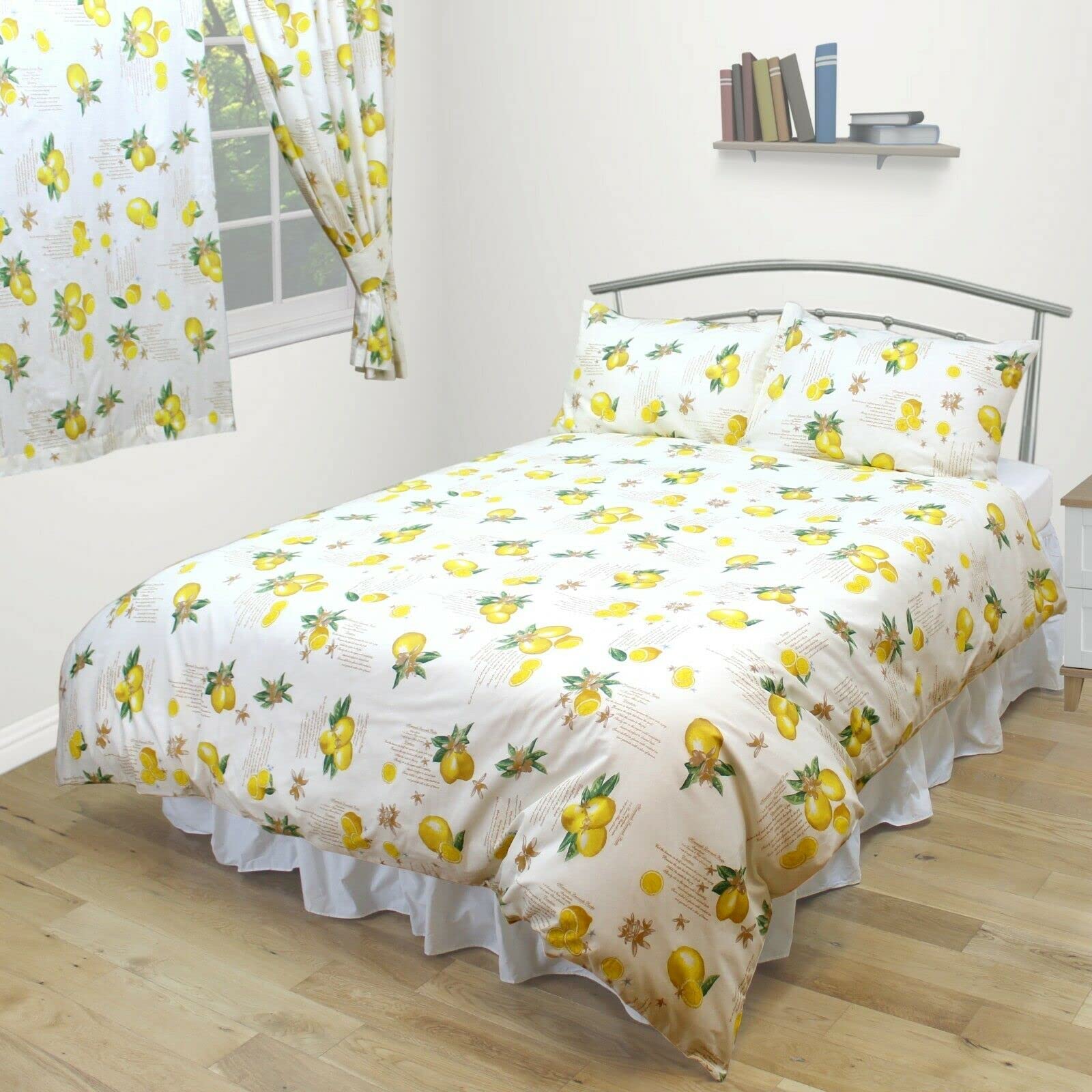 MyHome Single Bed Duvet Cover Set Lemons Yellow Cream Bedding Set